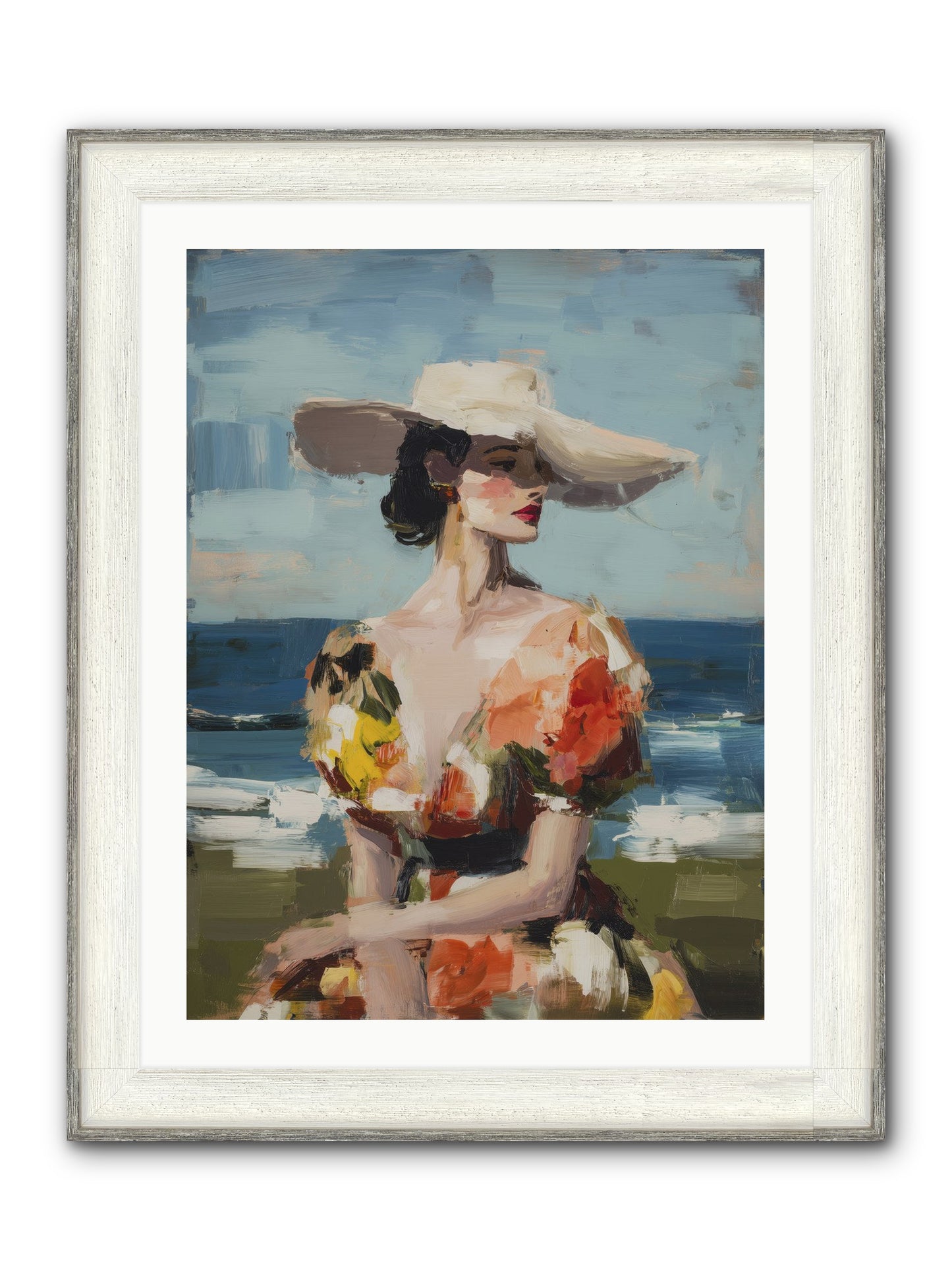 Sea Wind Portrait Framed Print - Driftwood White 24x32
