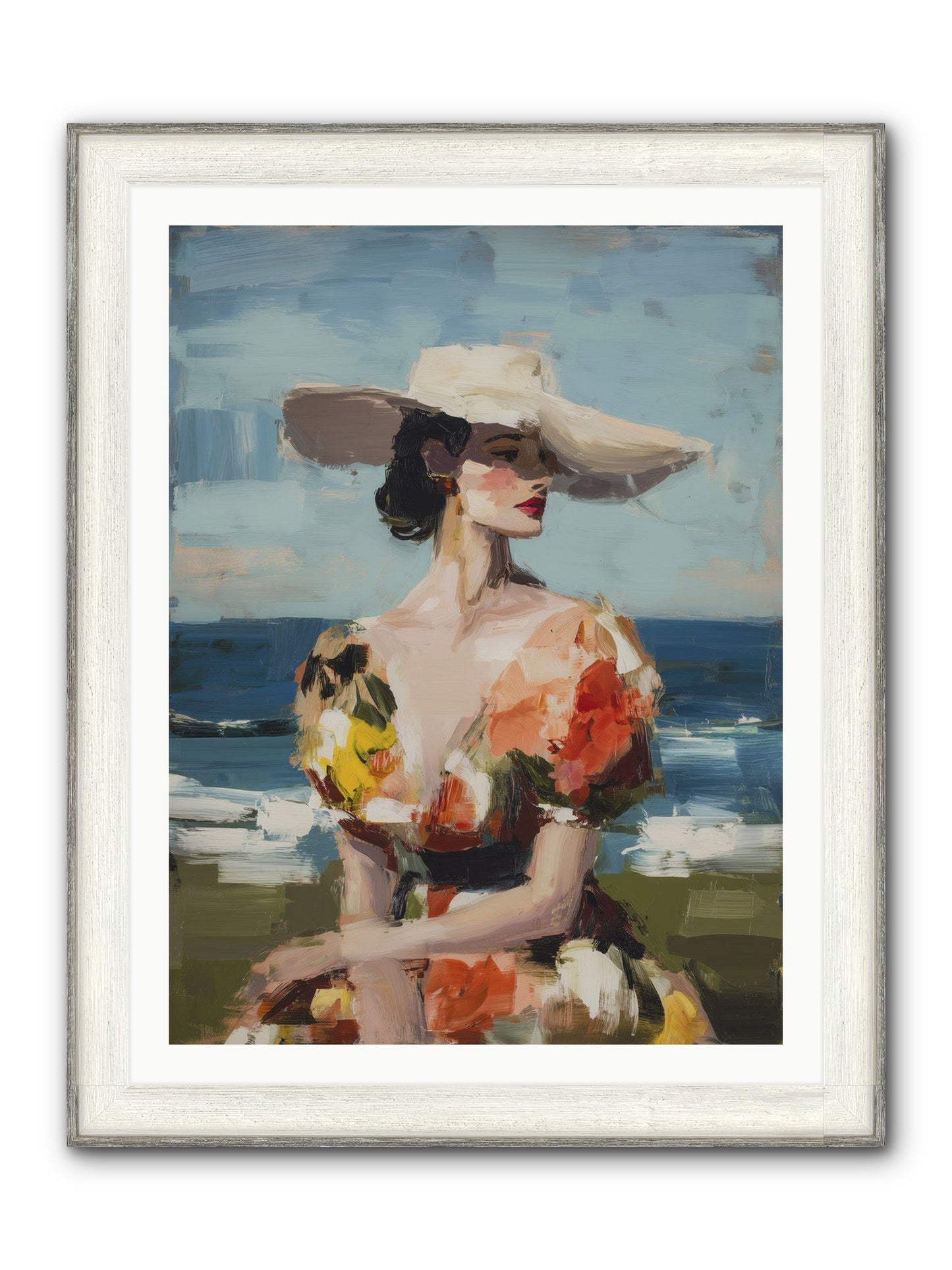 Sea Wind Portrait Framed Print - Driftwood White 30x40