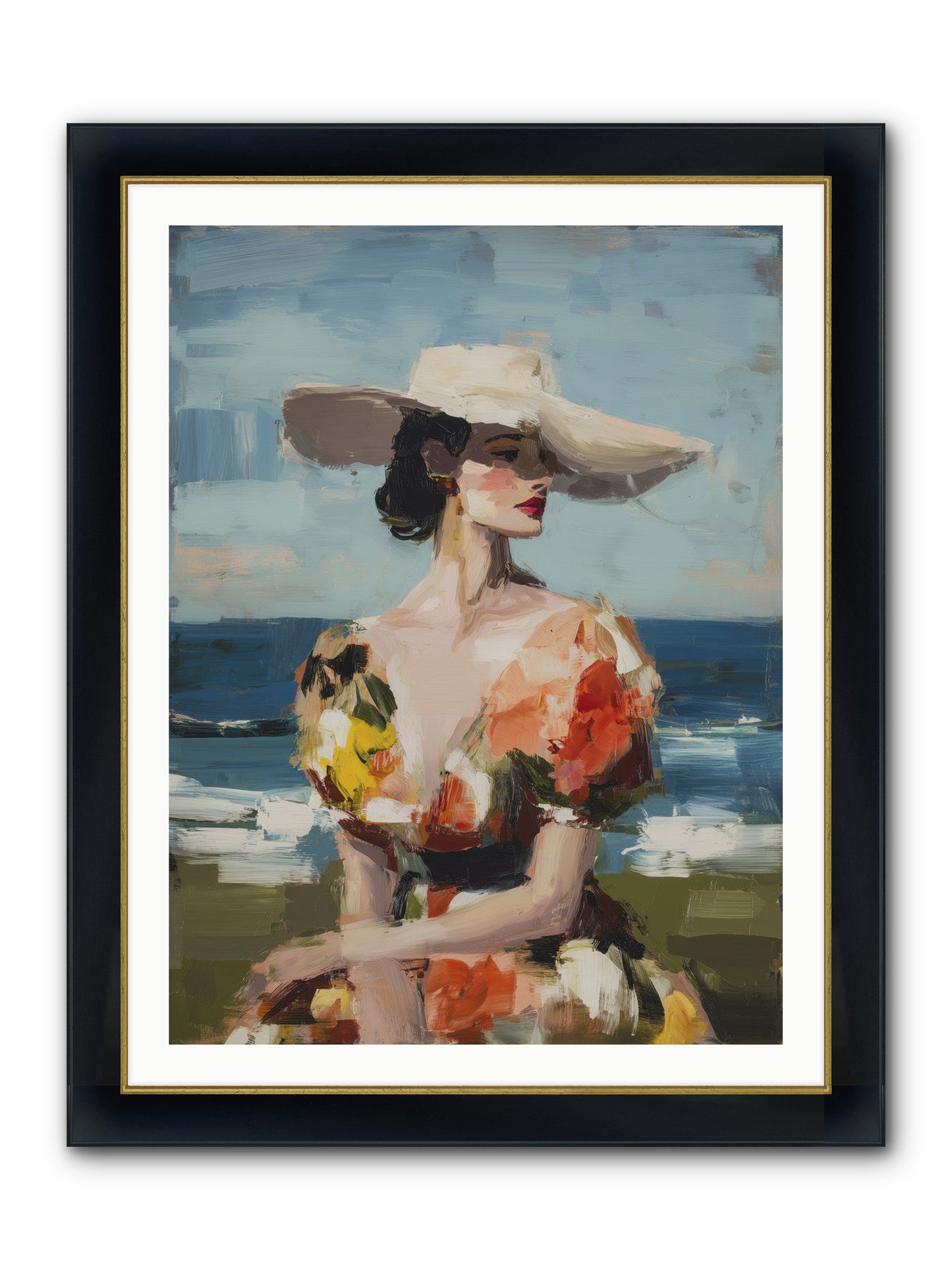 Sea Wind Portrait Framed Print - Wide Black w/Gold 30x40