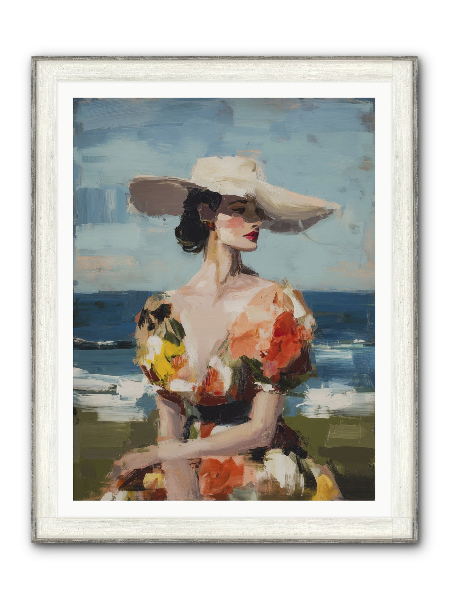 Sea Wind Portrait Framed Print - Driftwood White 36x48