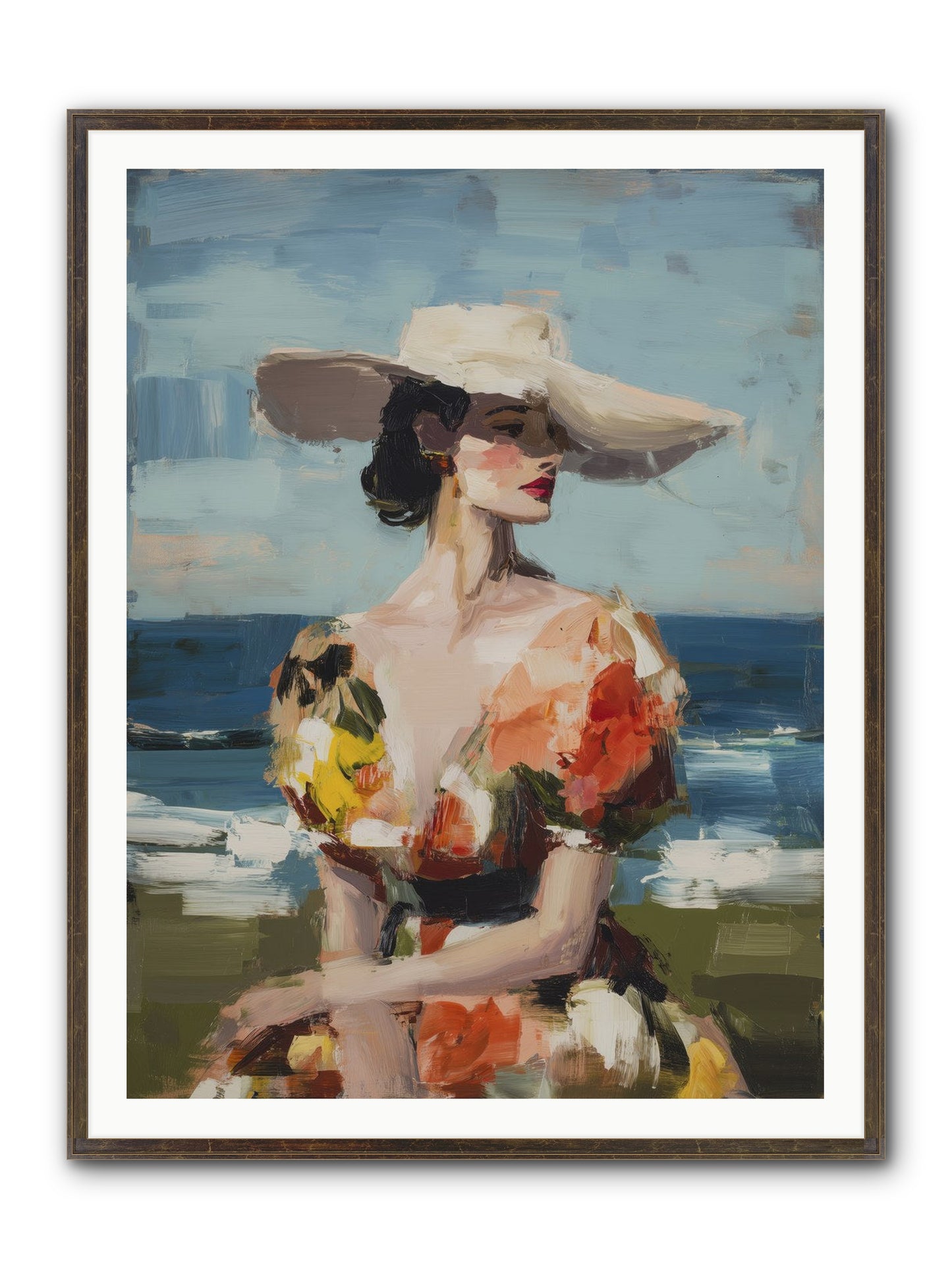 Sea Wind Portrait Framed Print - Slimwoods Black/Gold 36x48