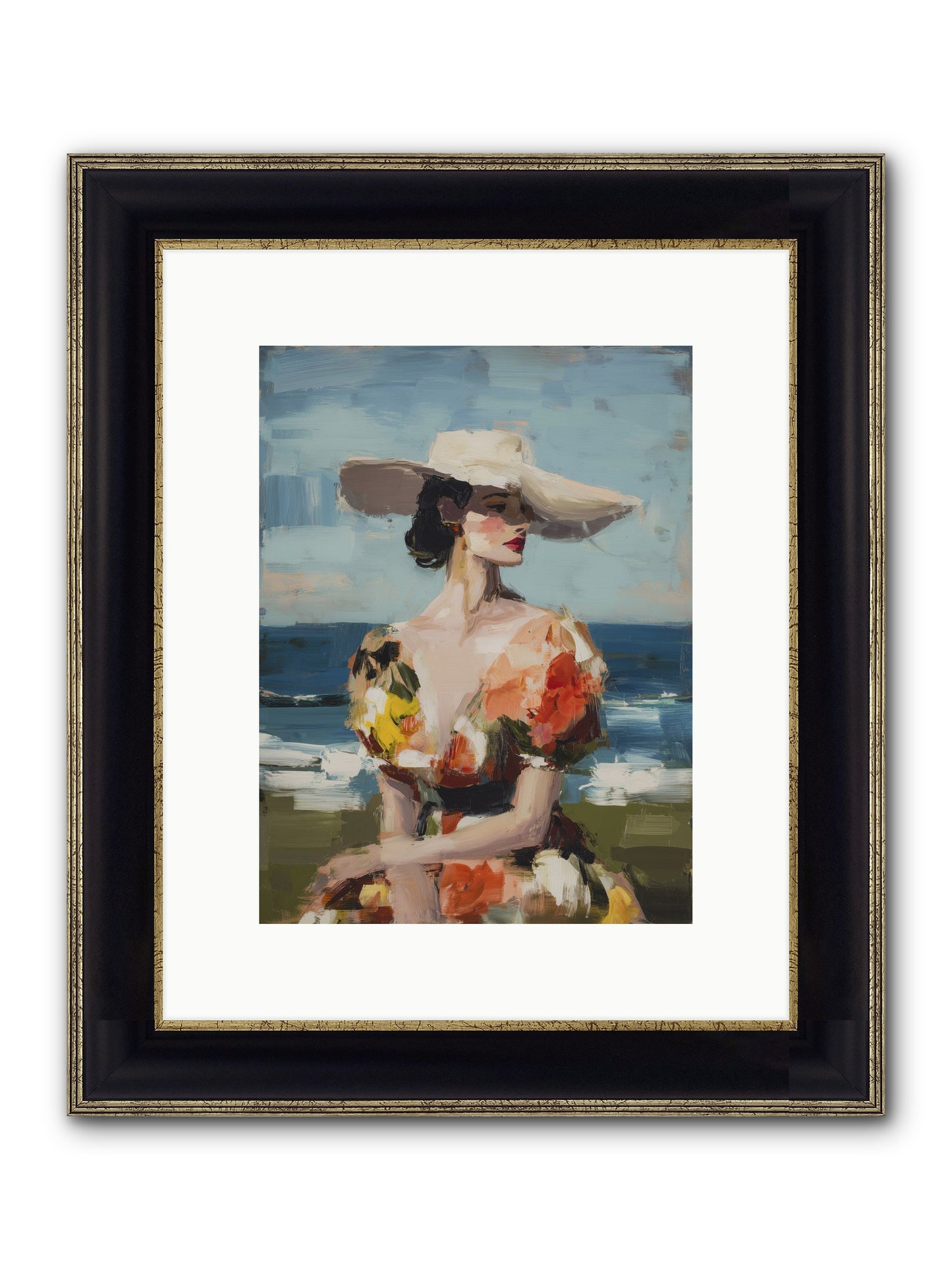 Sea Wind Portrait Framed Print - Black & Gold 9x12