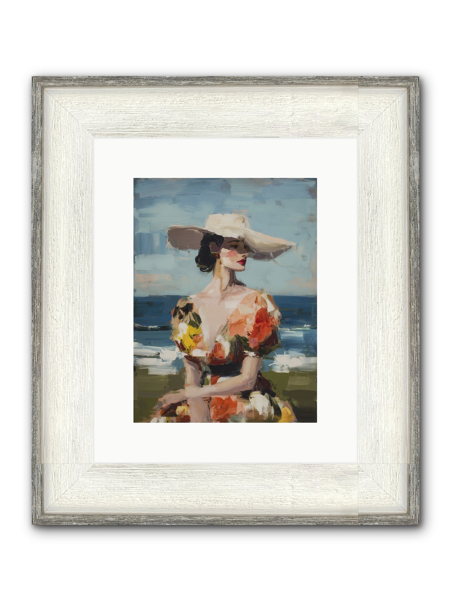 Sea Wind Portrait Framed Print - Driftwood White 9x12