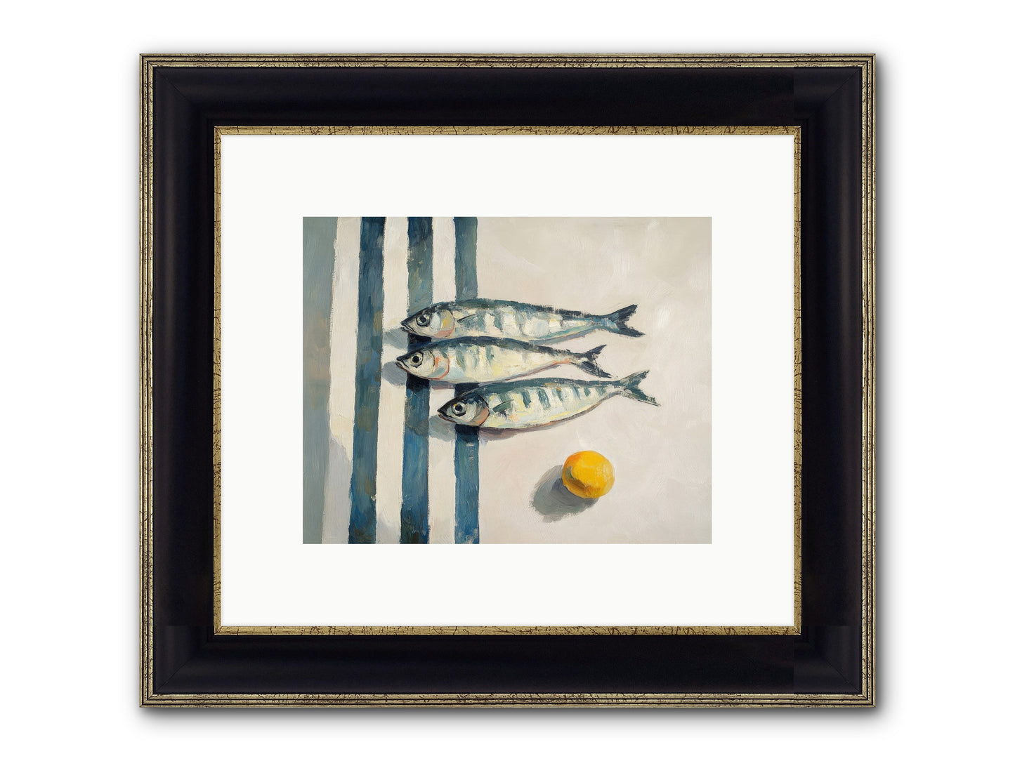Seas Of Sussex Framed Print - Black & Gold 10x8