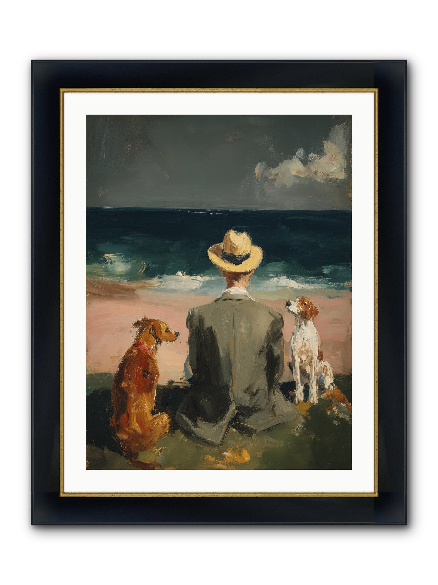 Seashell Memories Framed Print - Wide Black w/Gold 24x32