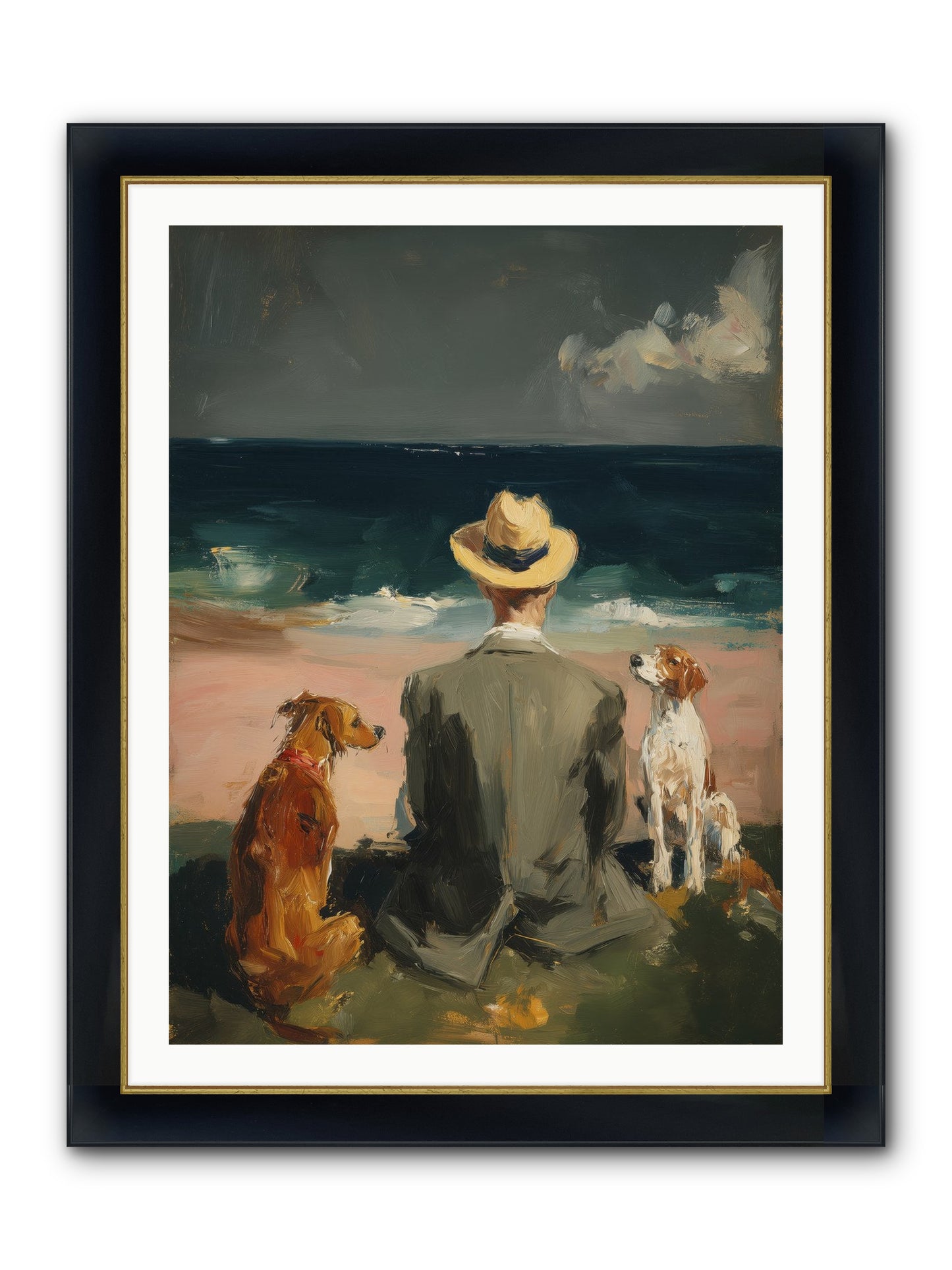Seashell Memories Framed Print - Wide Black w/Gold 30x40