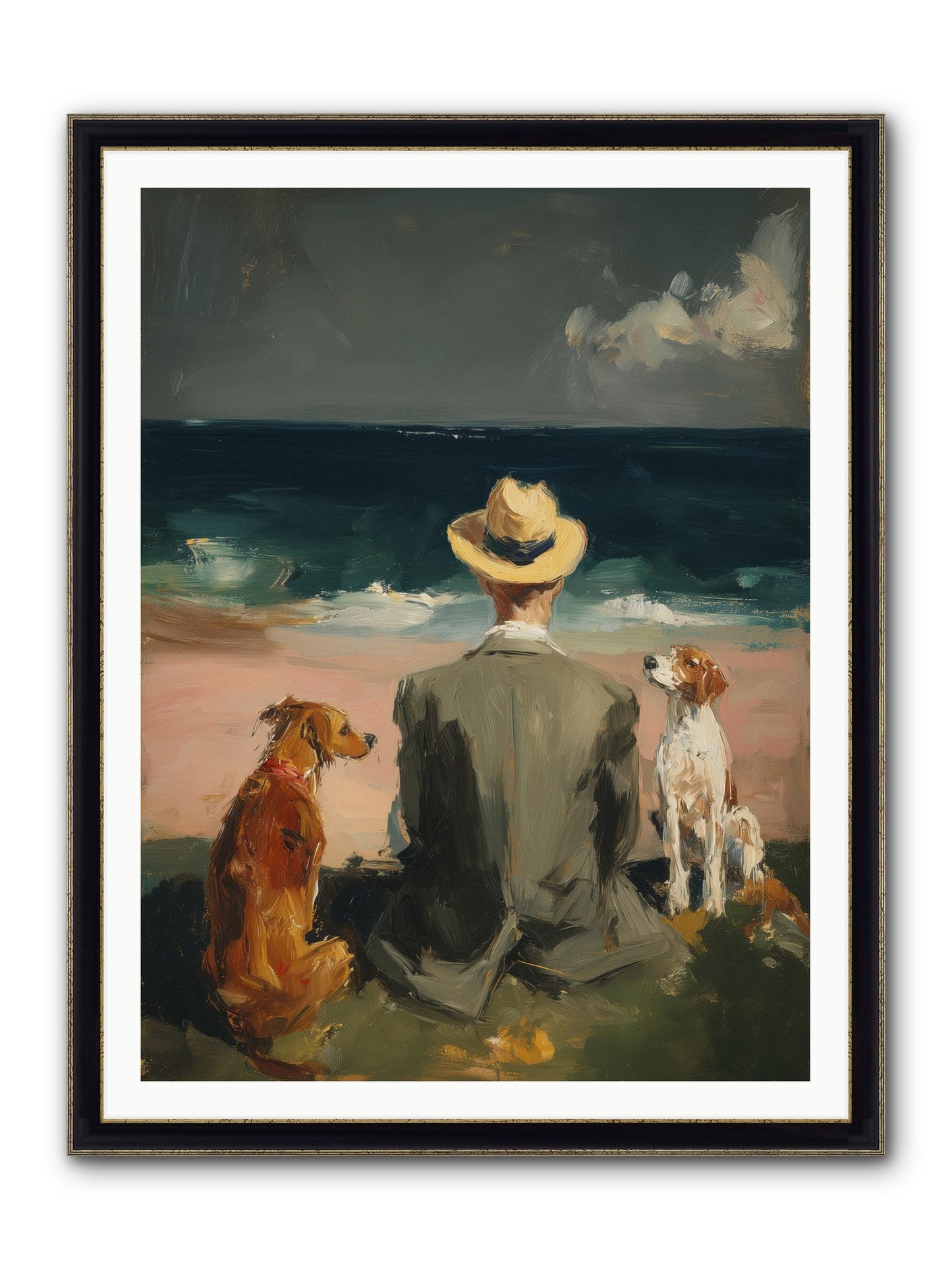 Seashell Memories Framed Print - Black & Gold 36x48