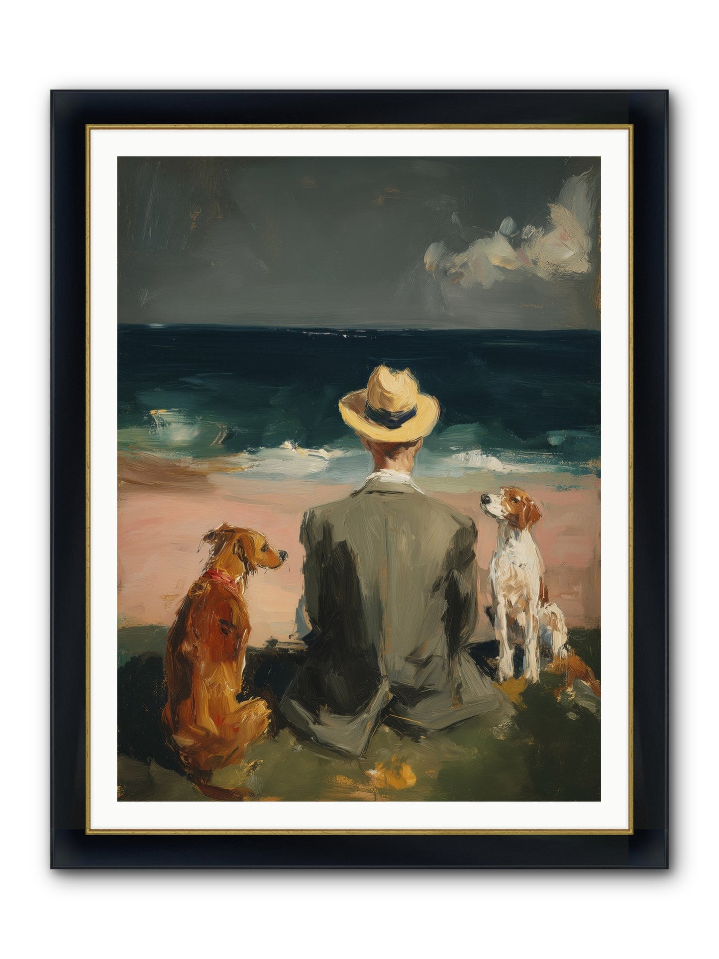 Seashell Memories Framed Print - Wide Black w/Gold 36x48