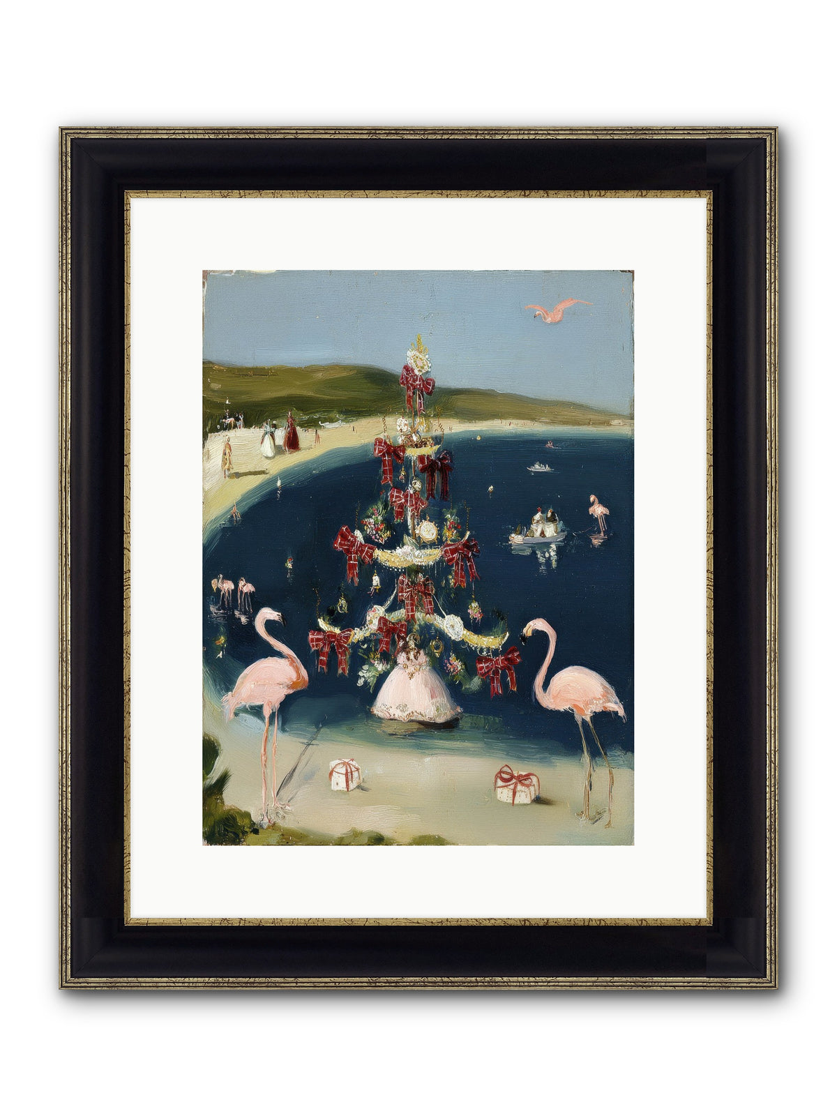 Seashells & Sleigh Bells Framed Print - Black & Gold 12x16