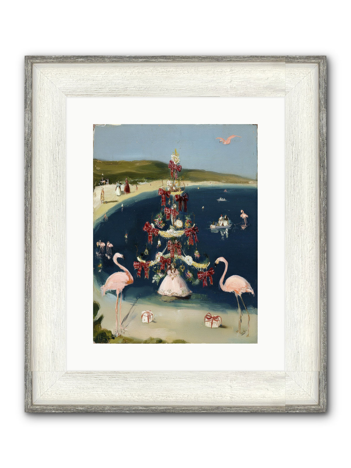 Seashells & Sleigh Bells Framed Print - Driftwood White 12x16