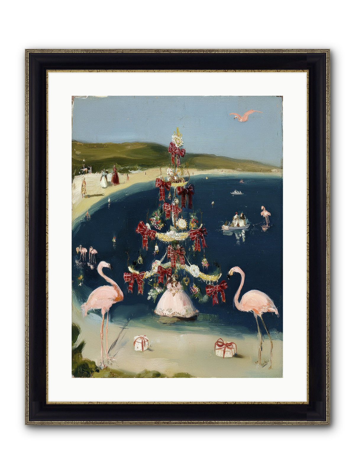 Seashells & Sleigh Bells Framed Print - Black & Gold 18x24