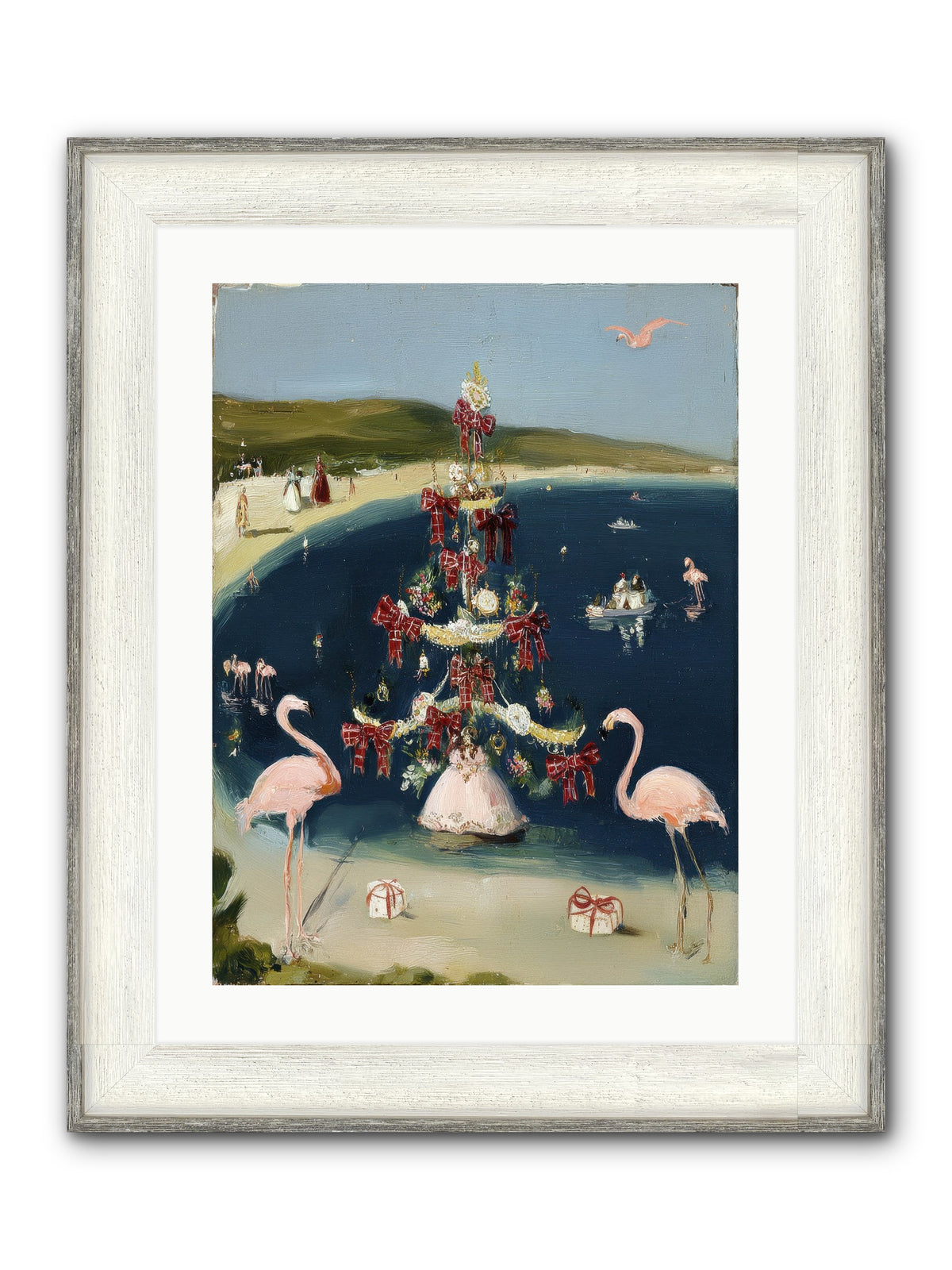 Seashells & Sleigh Bells Framed Print - Driftwood White 18x24