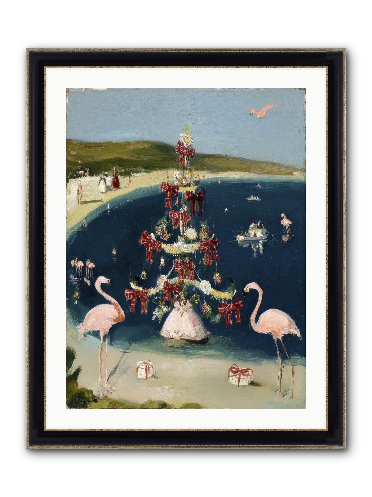 Seashells & Sleigh Bells Framed Print - Black & Gold 24x32