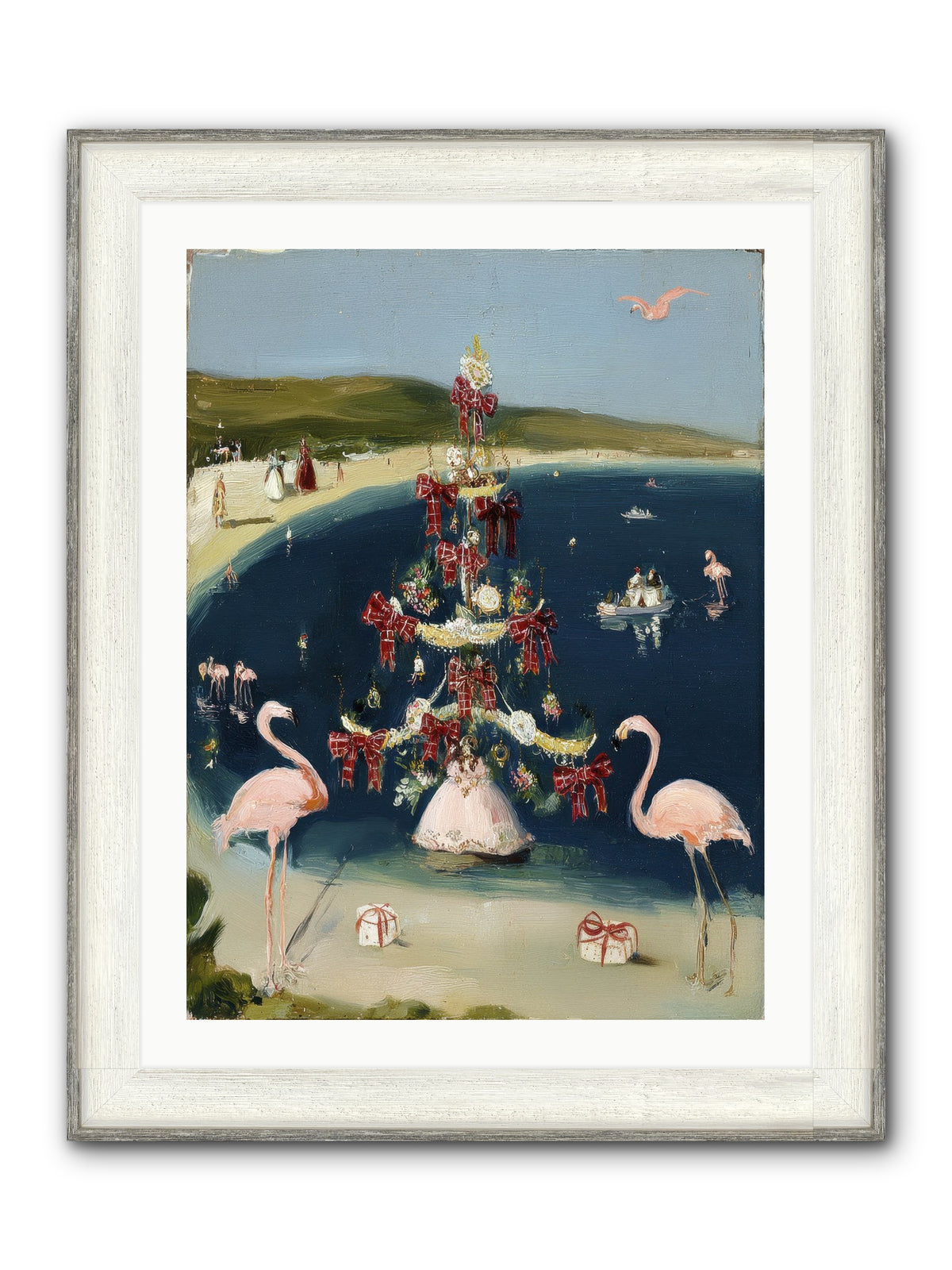 Seashells & Sleigh Bells Framed Print - Driftwood White 24x32