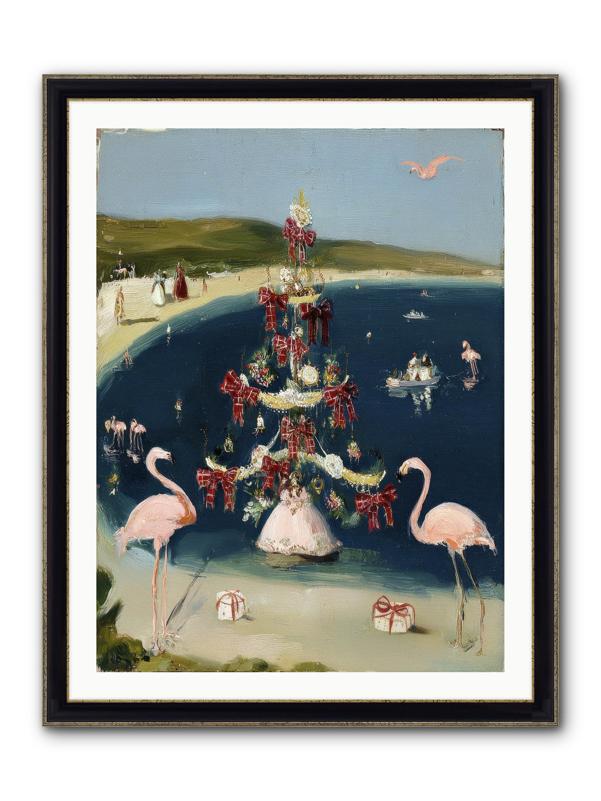 Seashells & Sleigh Bells Framed Print - Black & Gold 30x40