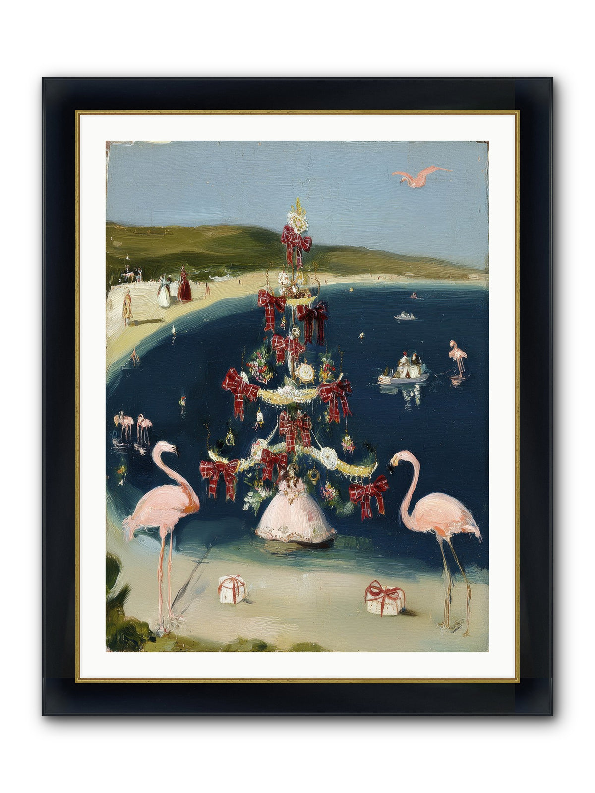 Seashells & Sleigh Bells Framed Print - Wide Black w/Gold 30x40