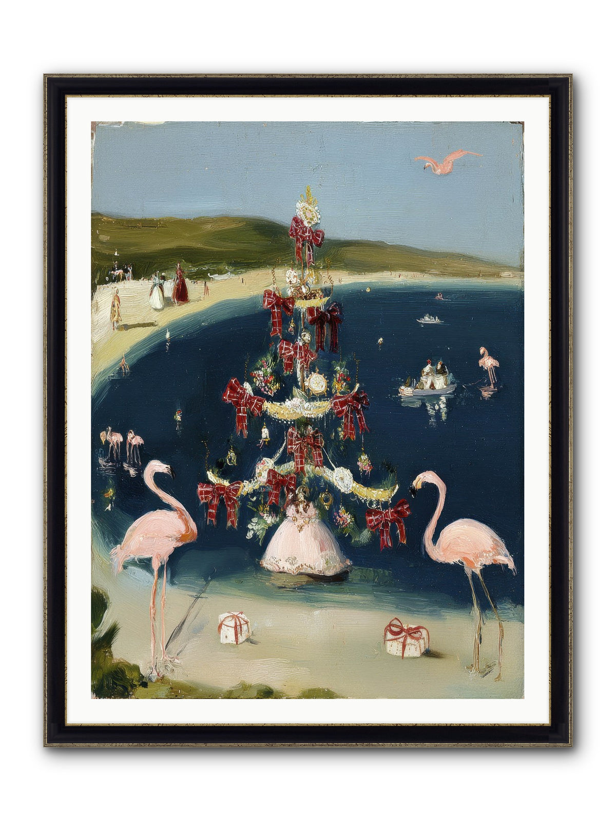 Seashells & Sleigh Bells Framed Print - Black & Gold 36x48