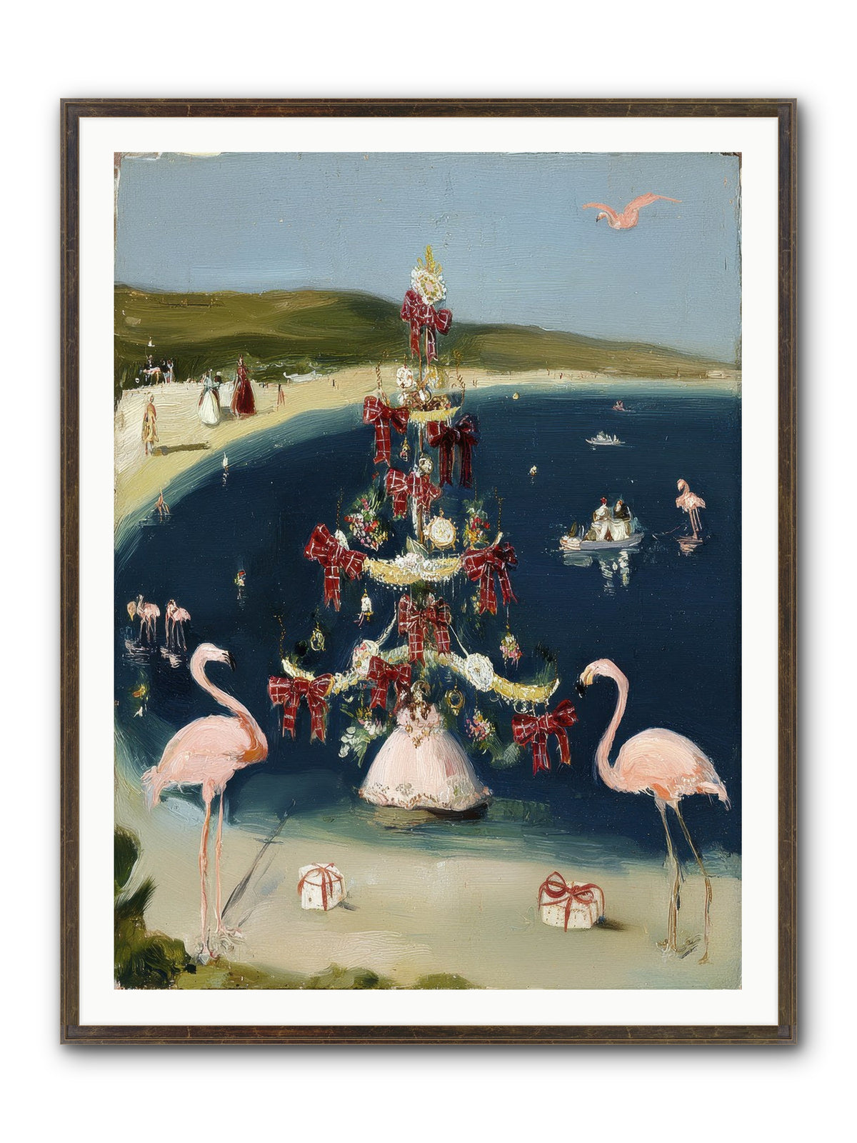 Seashells & Sleigh Bells Framed Print - Slimwoods Black/Gold 36x48