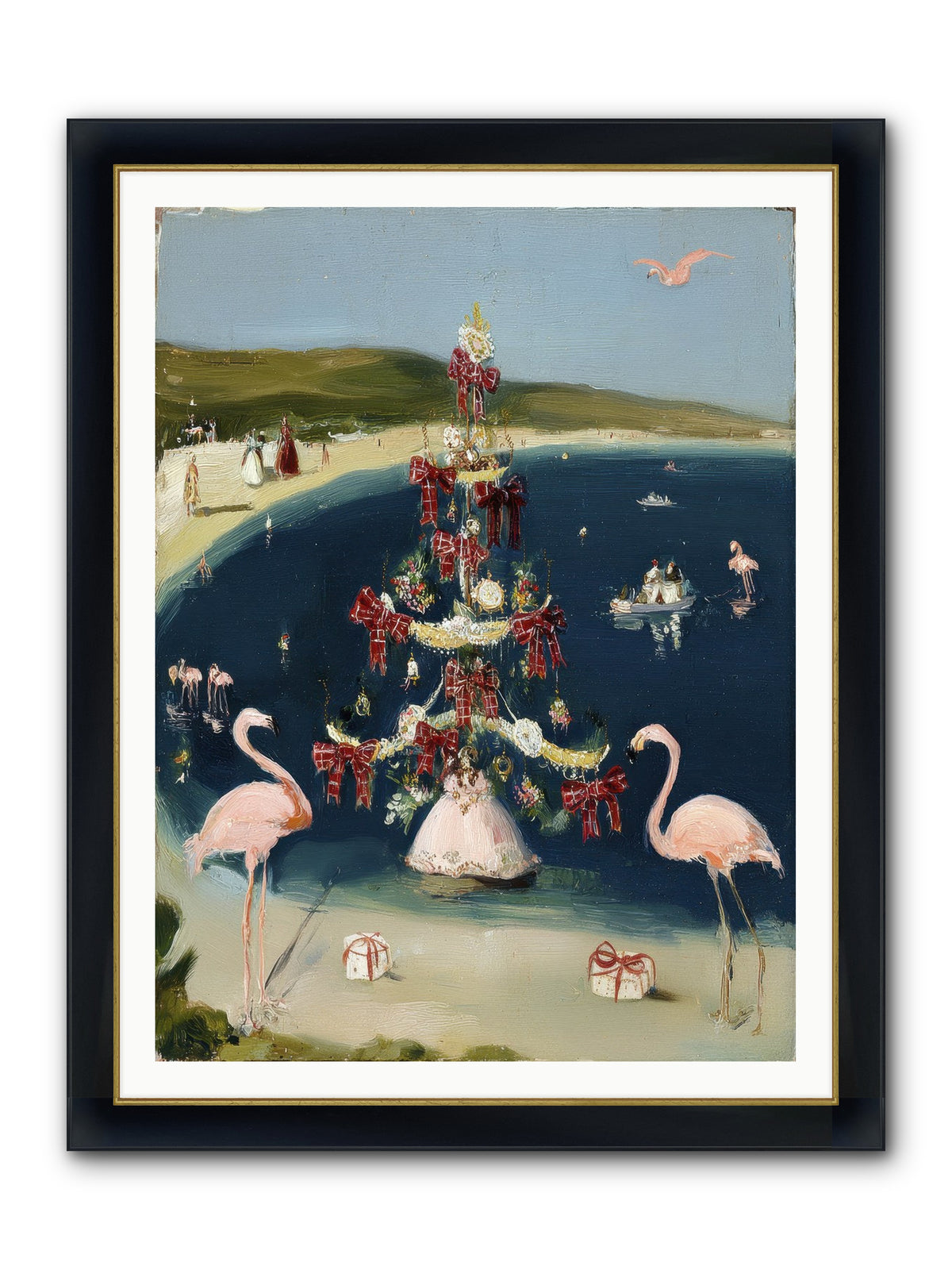 Seashells & Sleigh Bells Framed Print - Wide Black w/Gold 36x48