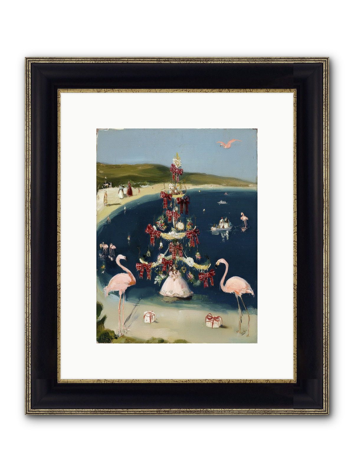 Seashells & Sleigh Bells Framed Print - Black & Gold 9x12