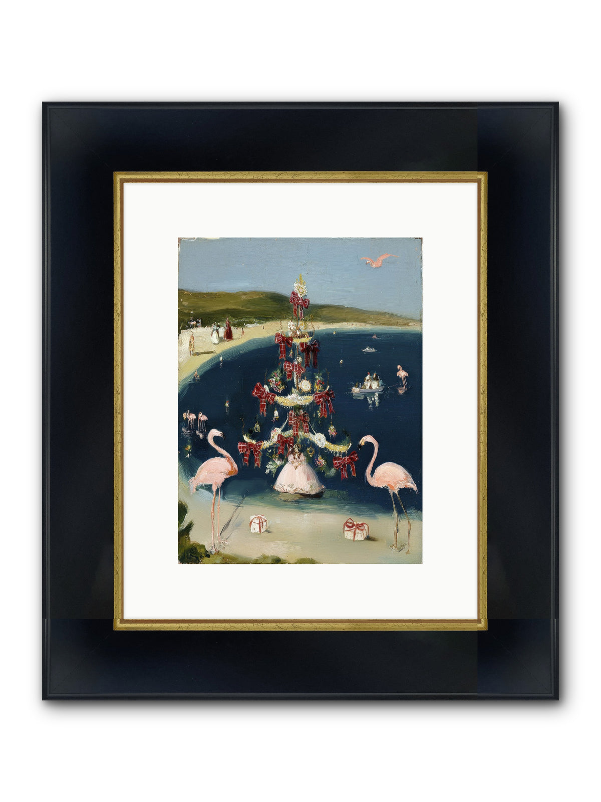 Seashells & Sleigh Bells Framed Print - Wide Black w/Gold 9x12