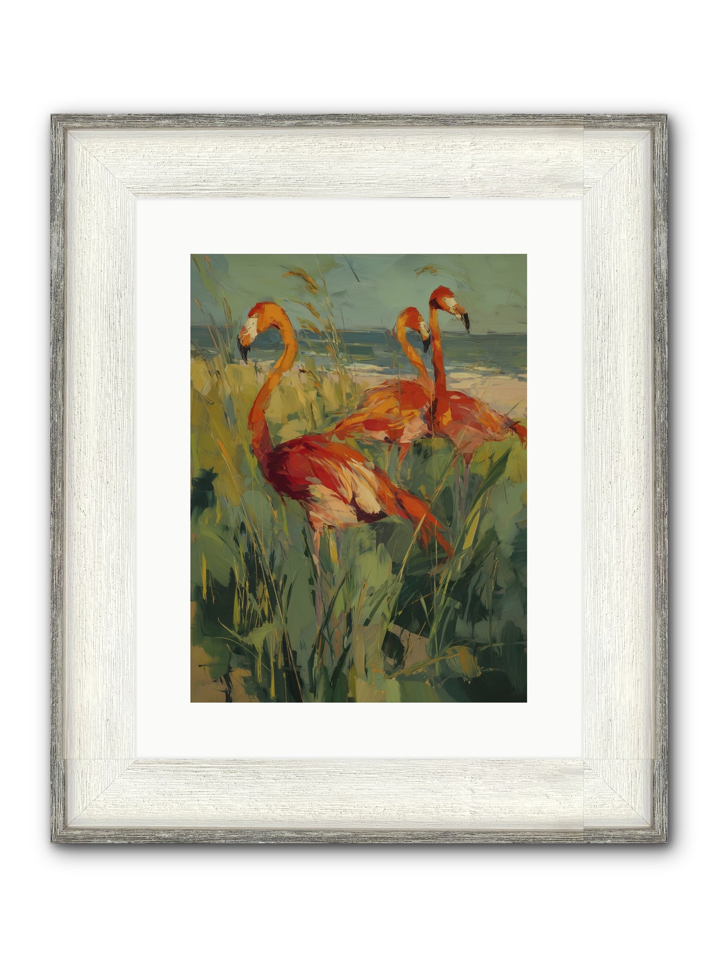 Seaside Meadow Framed Print - Driftwood White 12x16