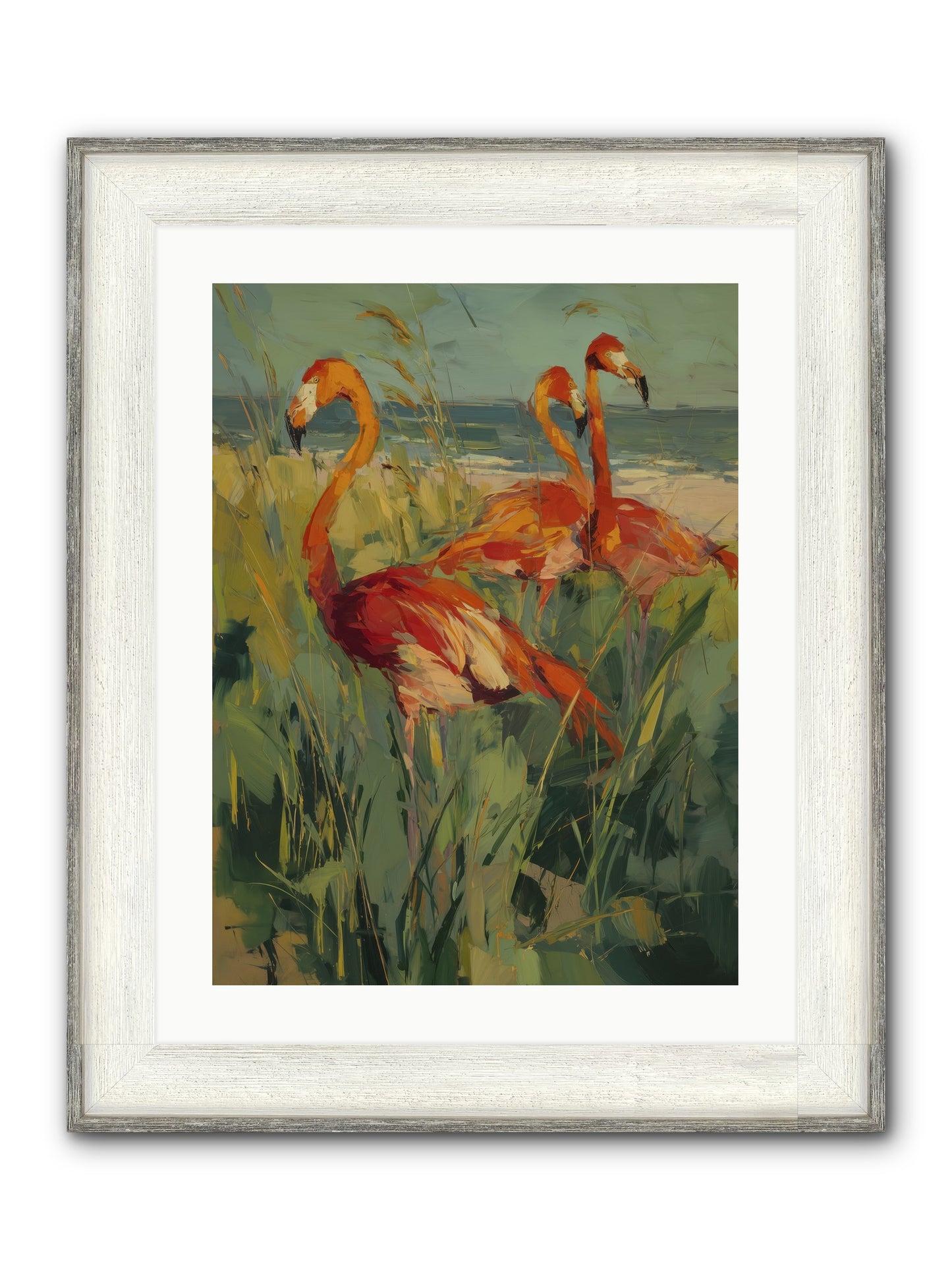 Seaside Meadow Framed Print - Driftwood White 18x24