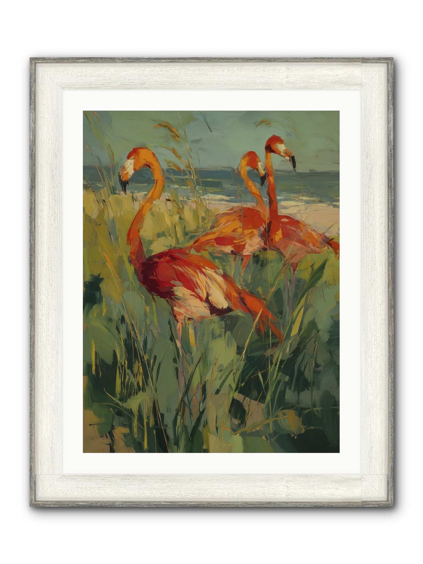 Seaside Meadow Framed Print - Driftwood White 24x32