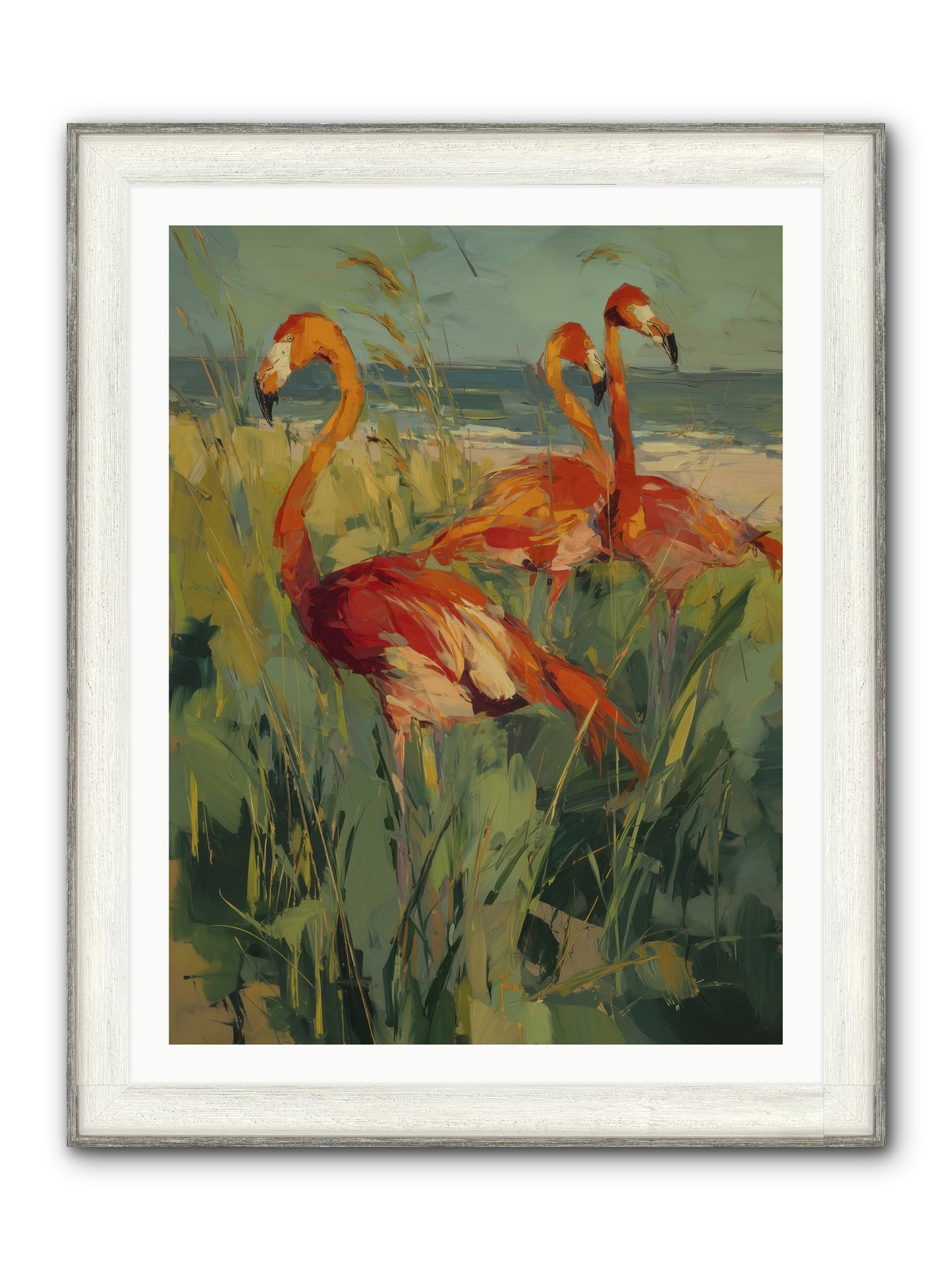 Seaside Meadow Framed Print - Driftwood White 30x40