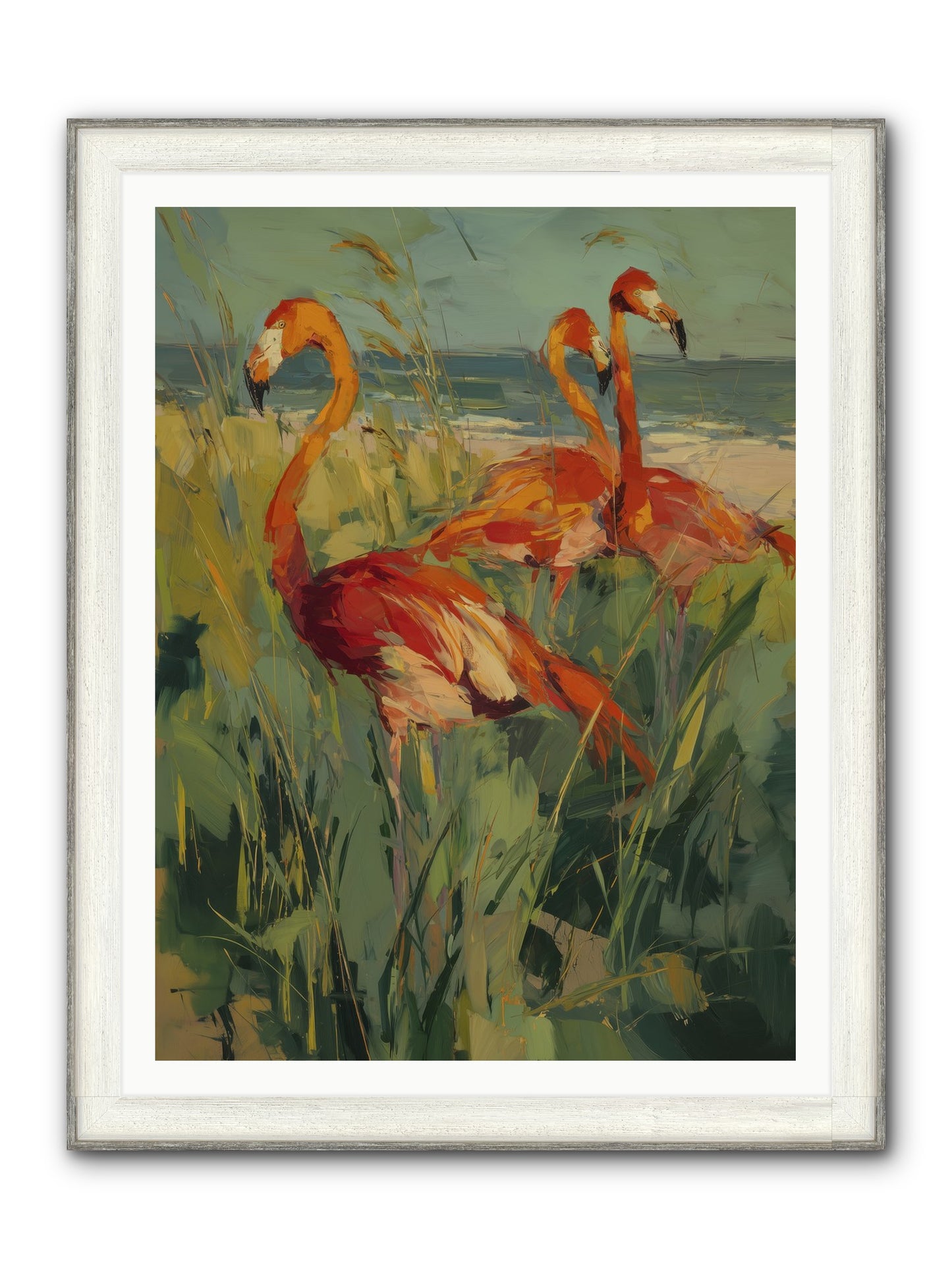 Seaside Meadow Framed Print - Driftwood White 36x48