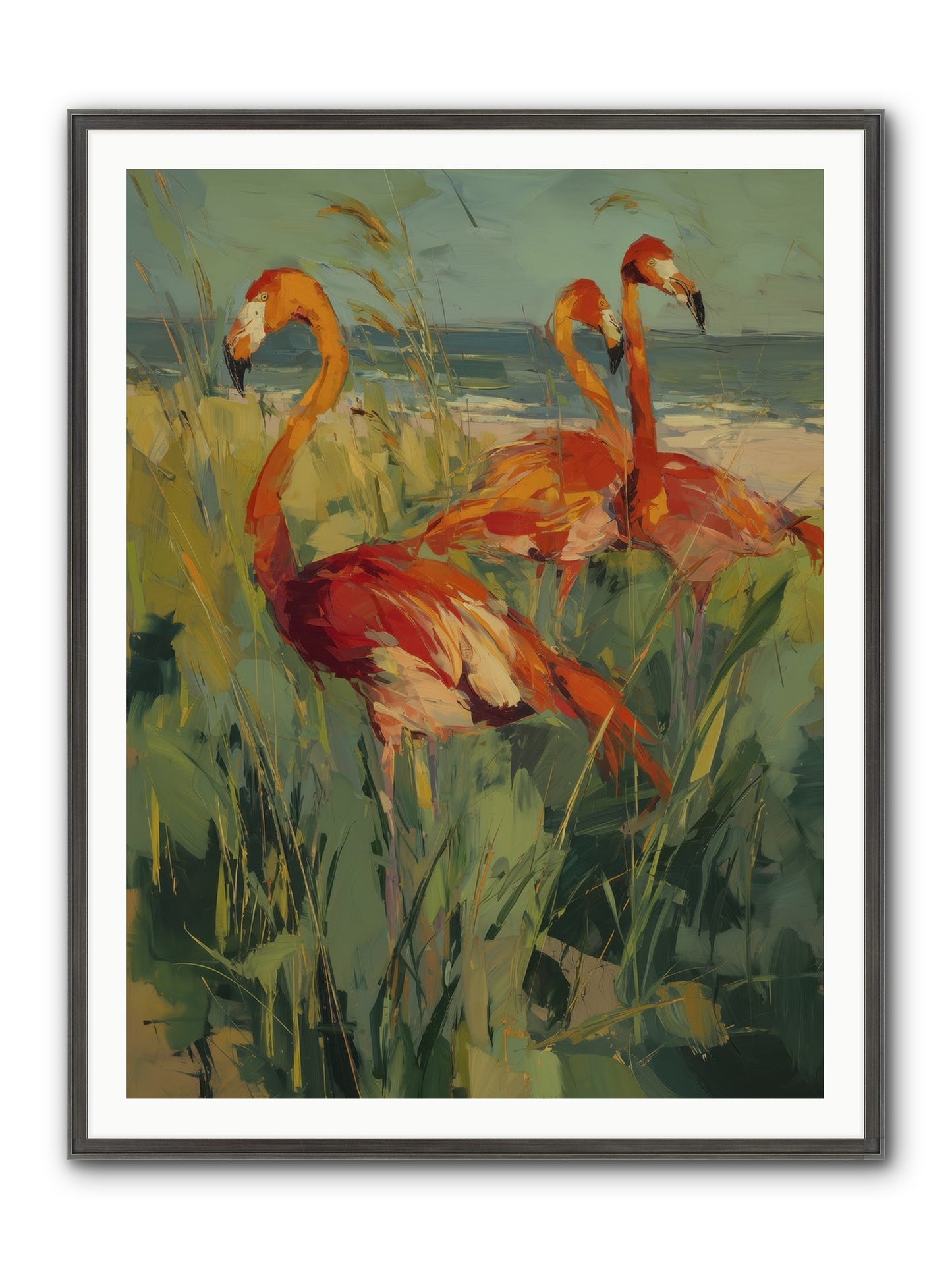 Seaside Meadow Framed Print - Slimwoods Black/Silver 36x48
