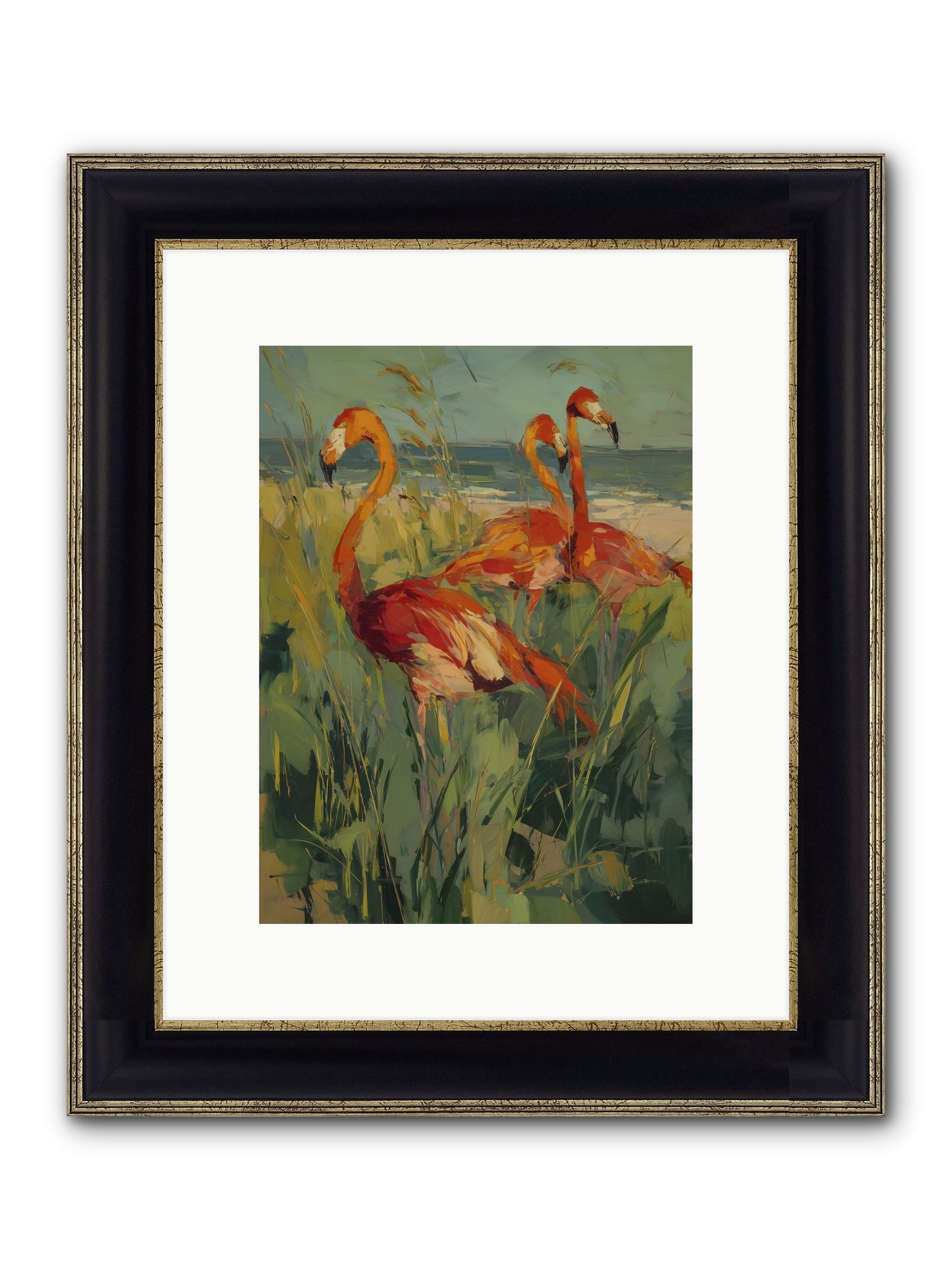 Seaside Meadow Framed Print - Black & Gold 9x12
