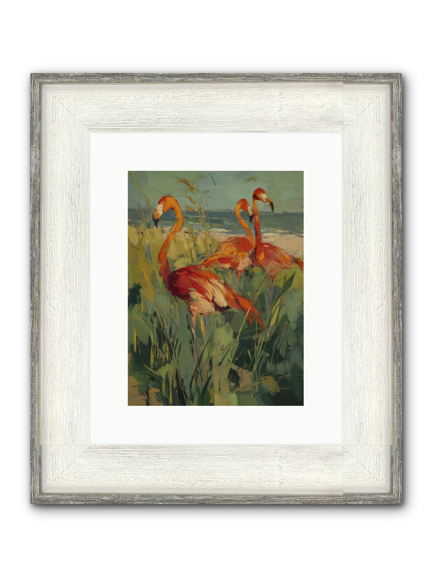 Seaside Meadow Framed Print - Driftwood White 9x12