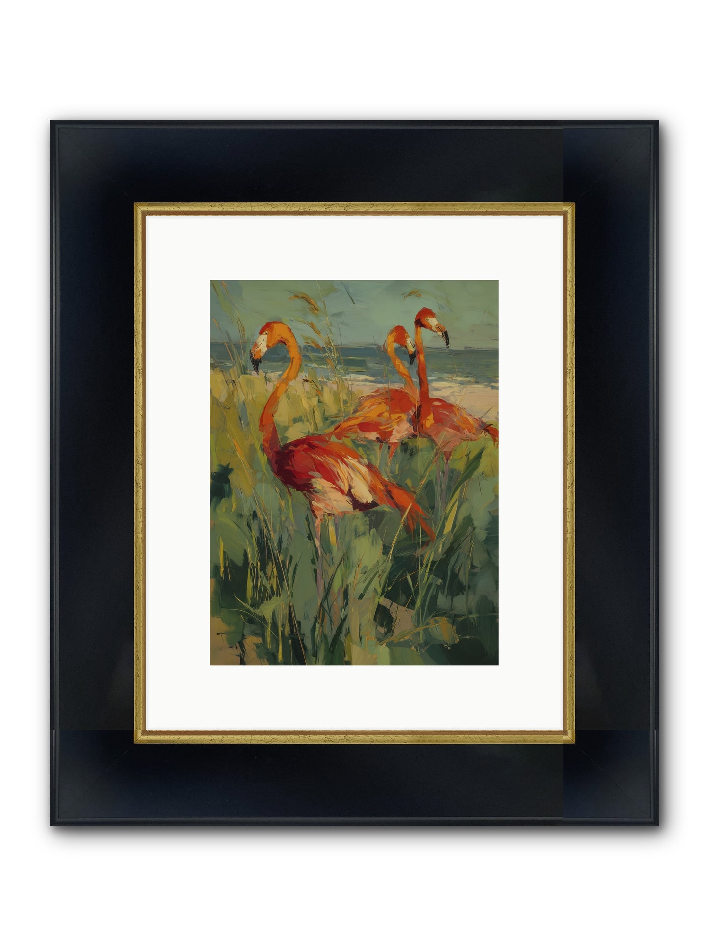 Seaside Meadow Framed Print - Wide Black w/Gold 9x12