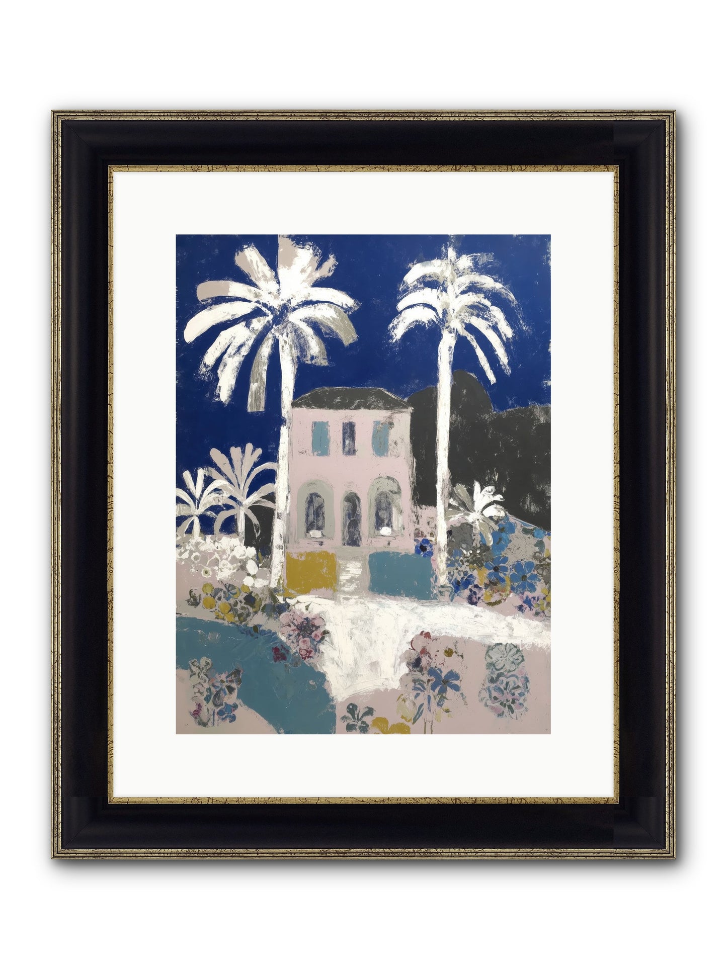 Seaside Sanctuary Framed Print - Black & Gold 12x16