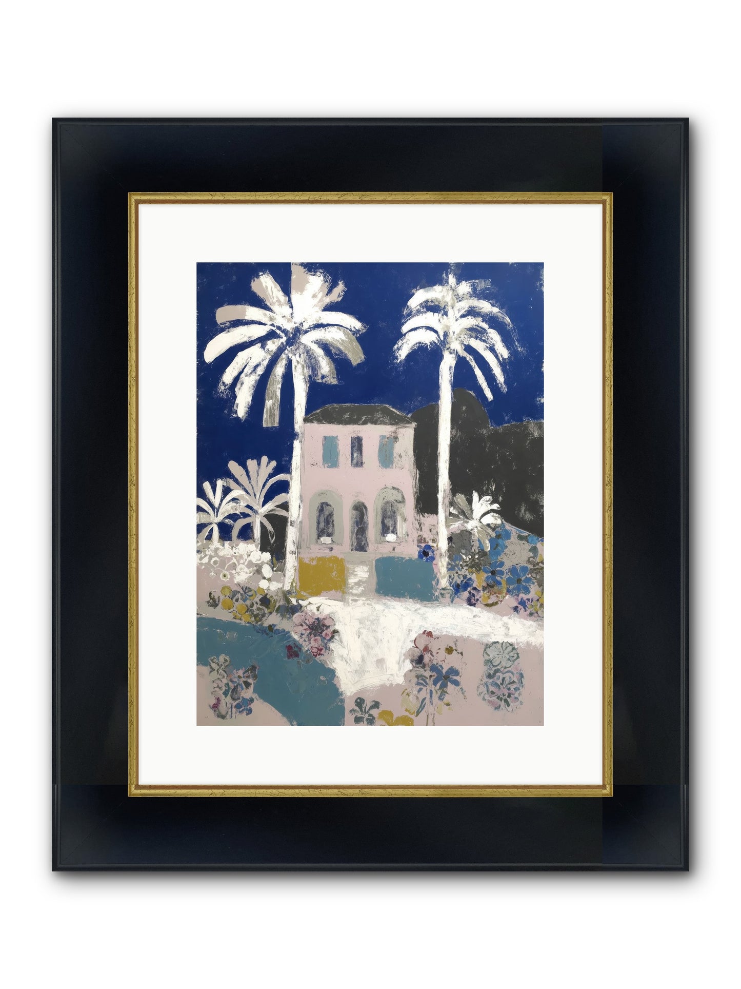 Seaside Sanctuary Framed Print - Wide Black w/Gold 12x16