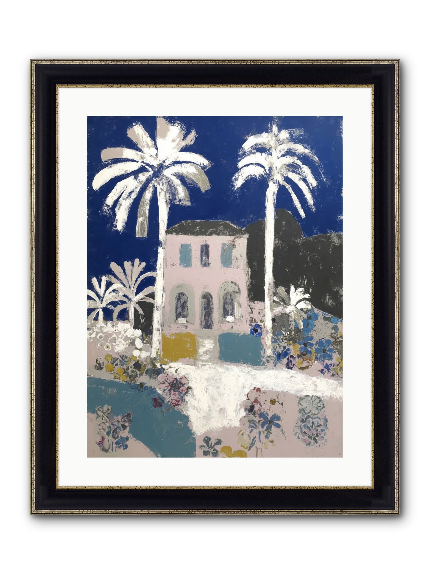 Seaside Sanctuary Framed Print - Black & Gold 18x24