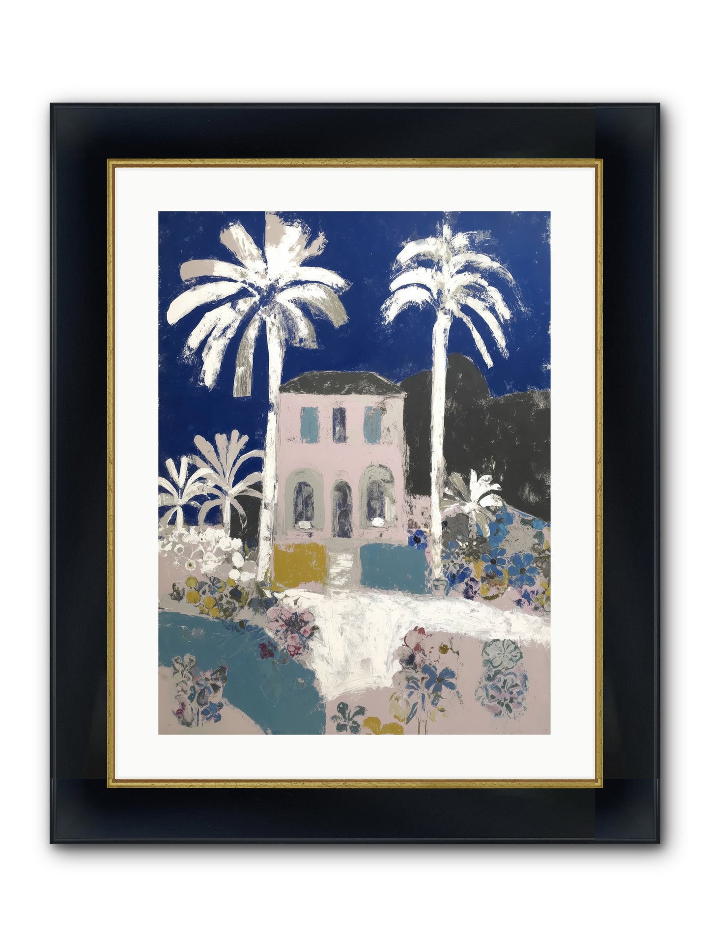 Seaside Sanctuary Framed Print - Wide Black w/Gold 18x24