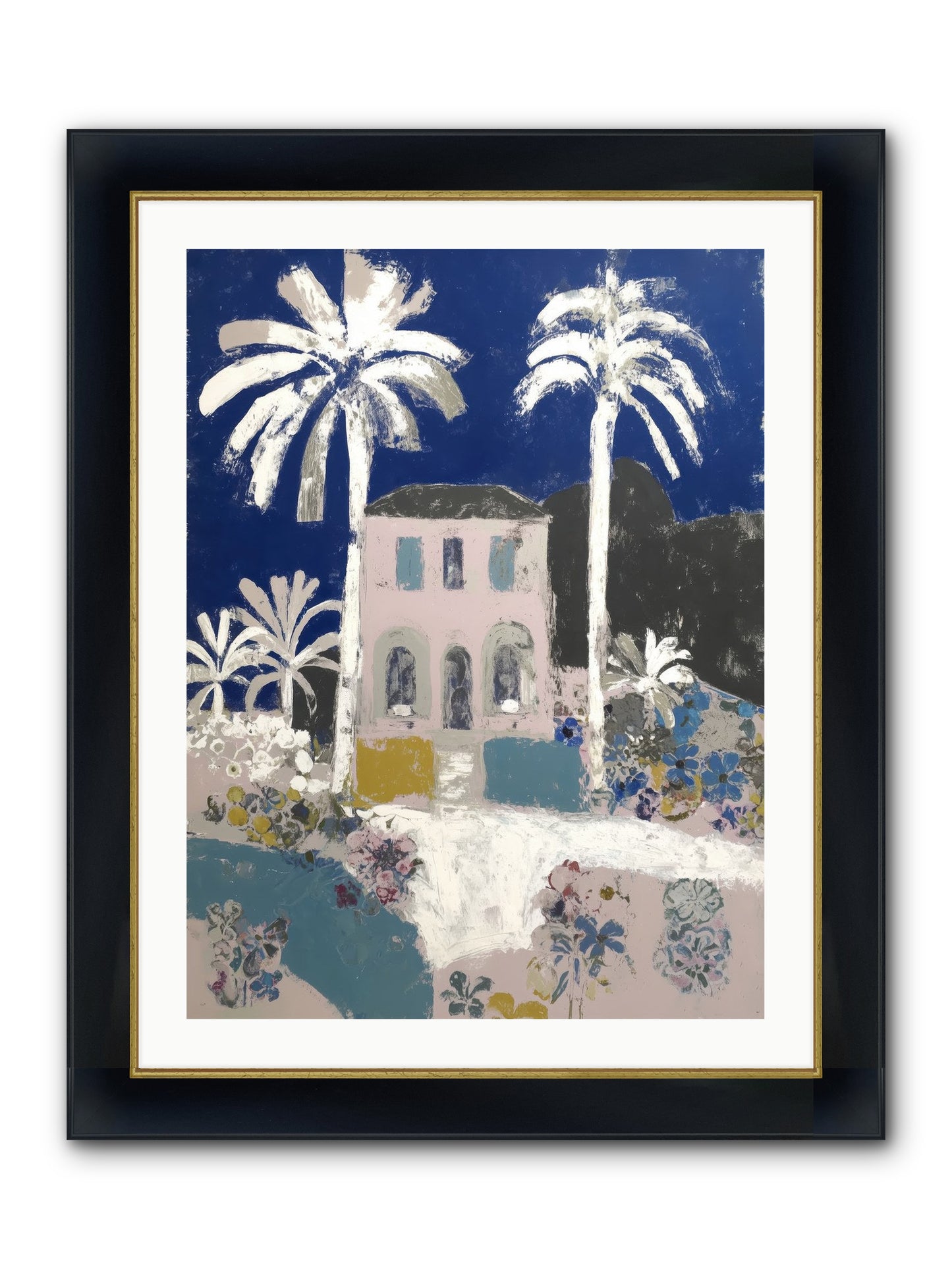 Seaside Sanctuary Framed Print - Wide Black w/Gold 24x32
