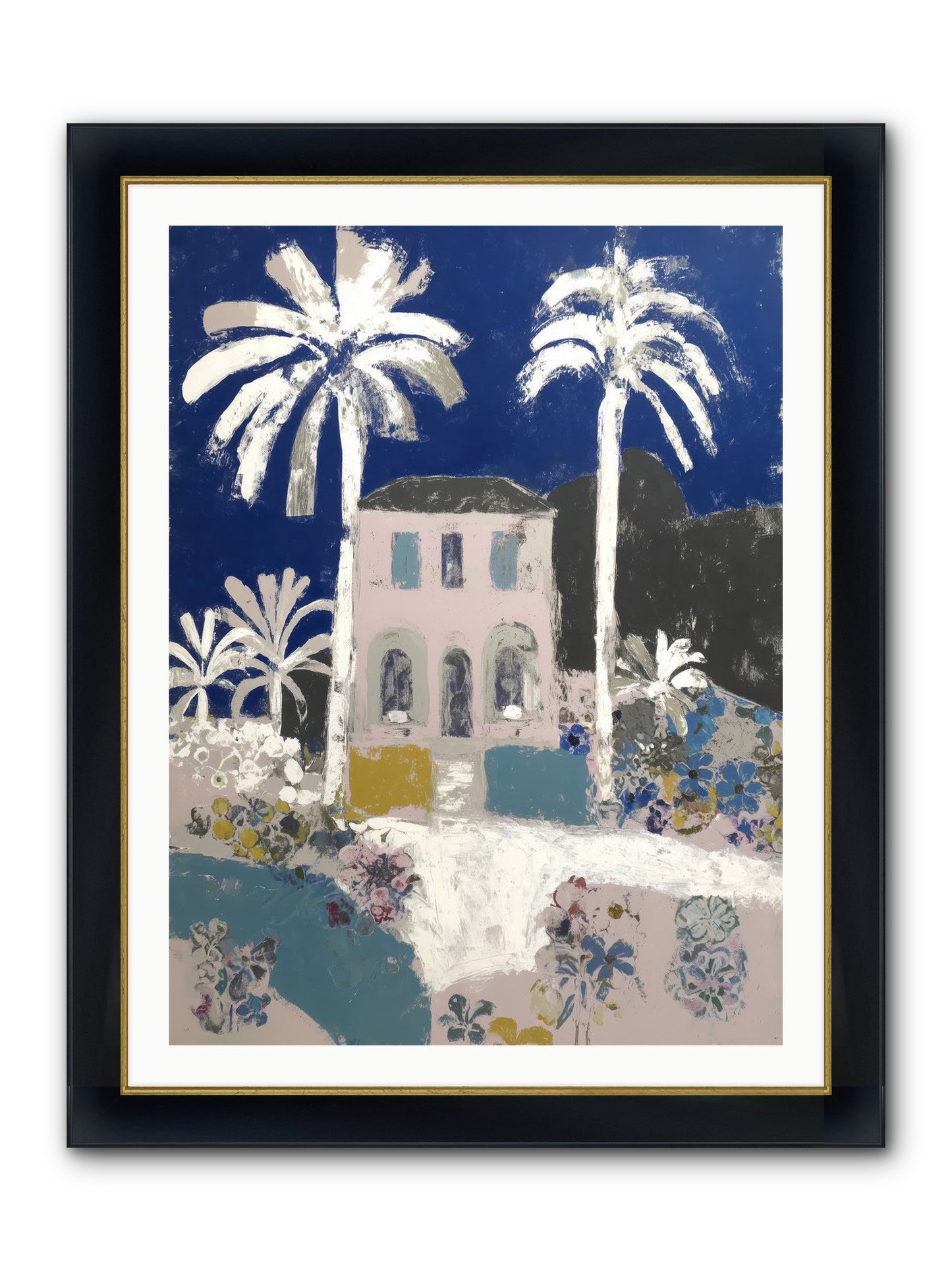 Seaside Sanctuary Framed Print - Wide Black w/Gold 30x40