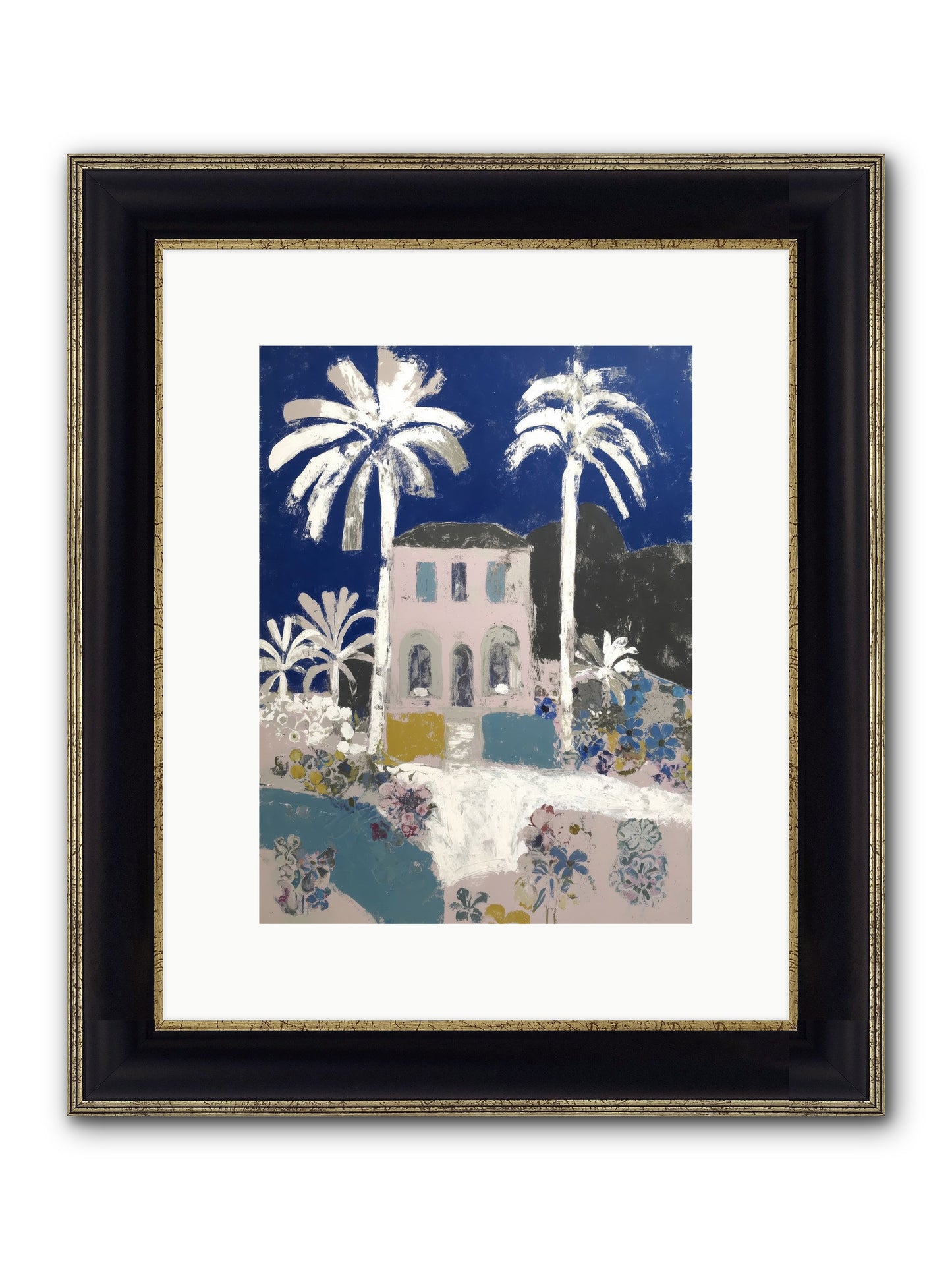 Seaside Sanctuary Framed Print - Black & Gold 9x12
