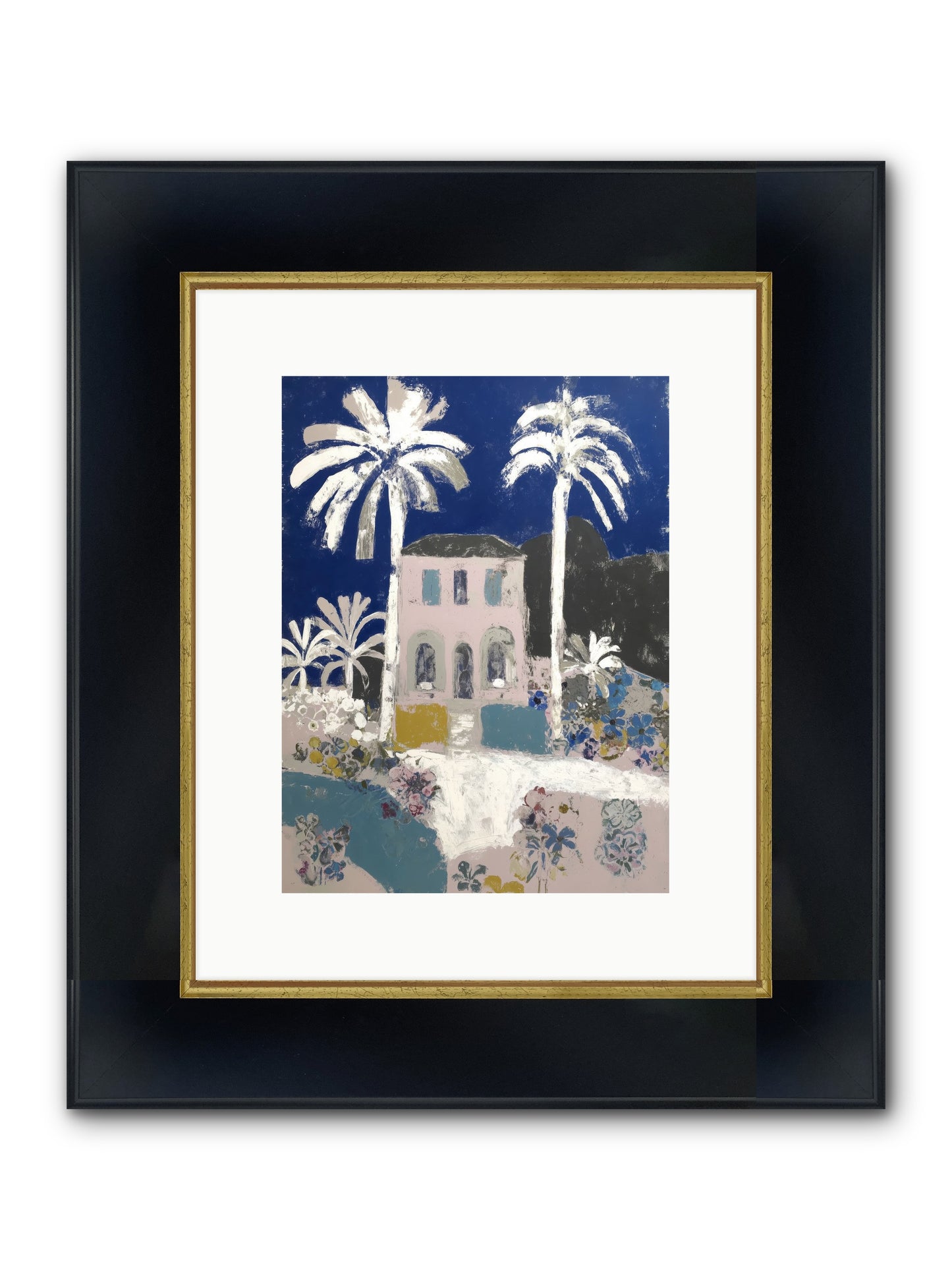 Seaside Sanctuary Framed Print - Wide Black w/Gold 9x12