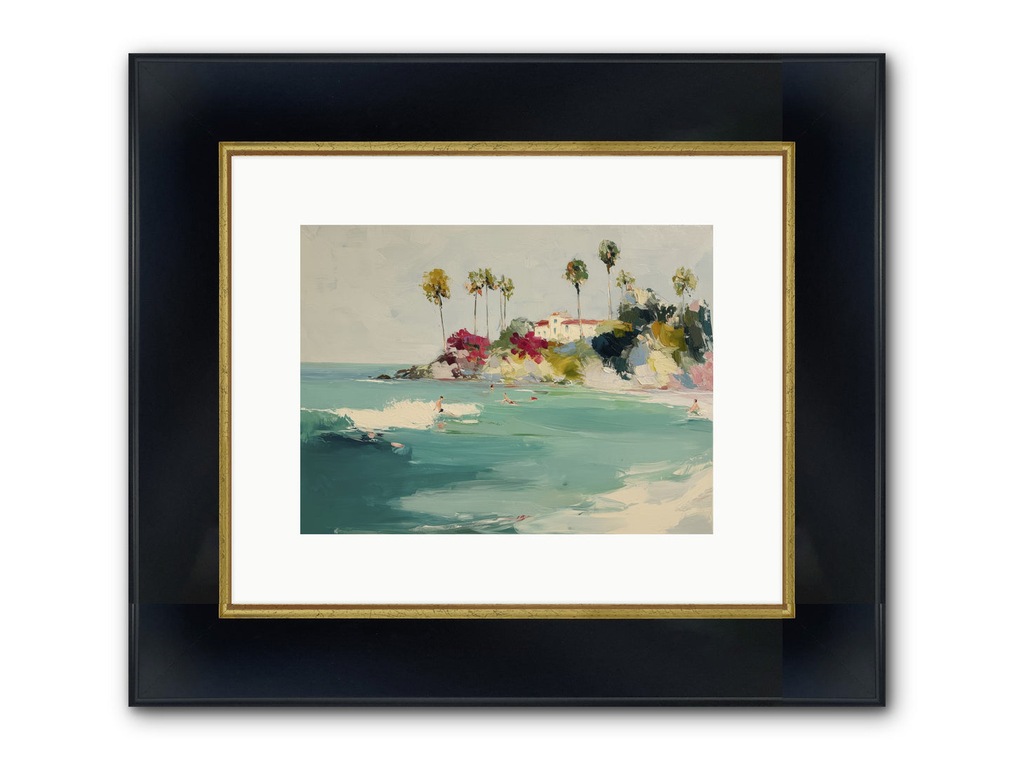 Seaside Souls Framed Print - Wide Black w/Gold 12x9