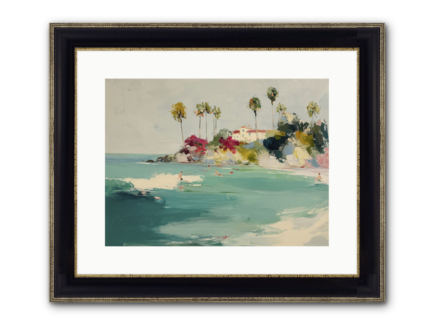 Seaside Souls Framed Print - Black & Gold 16x12