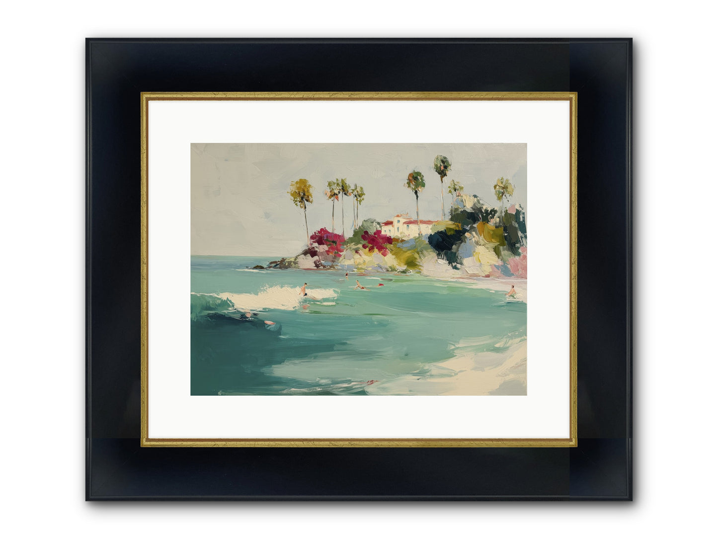 Seaside Souls Framed Print - Wide Black w/Gold 16x12
