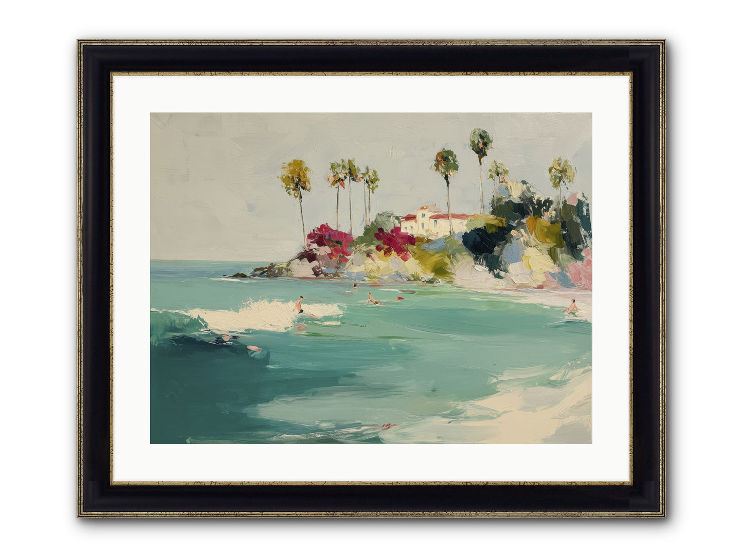 Seaside Souls Framed Print - Black & Gold 24x18