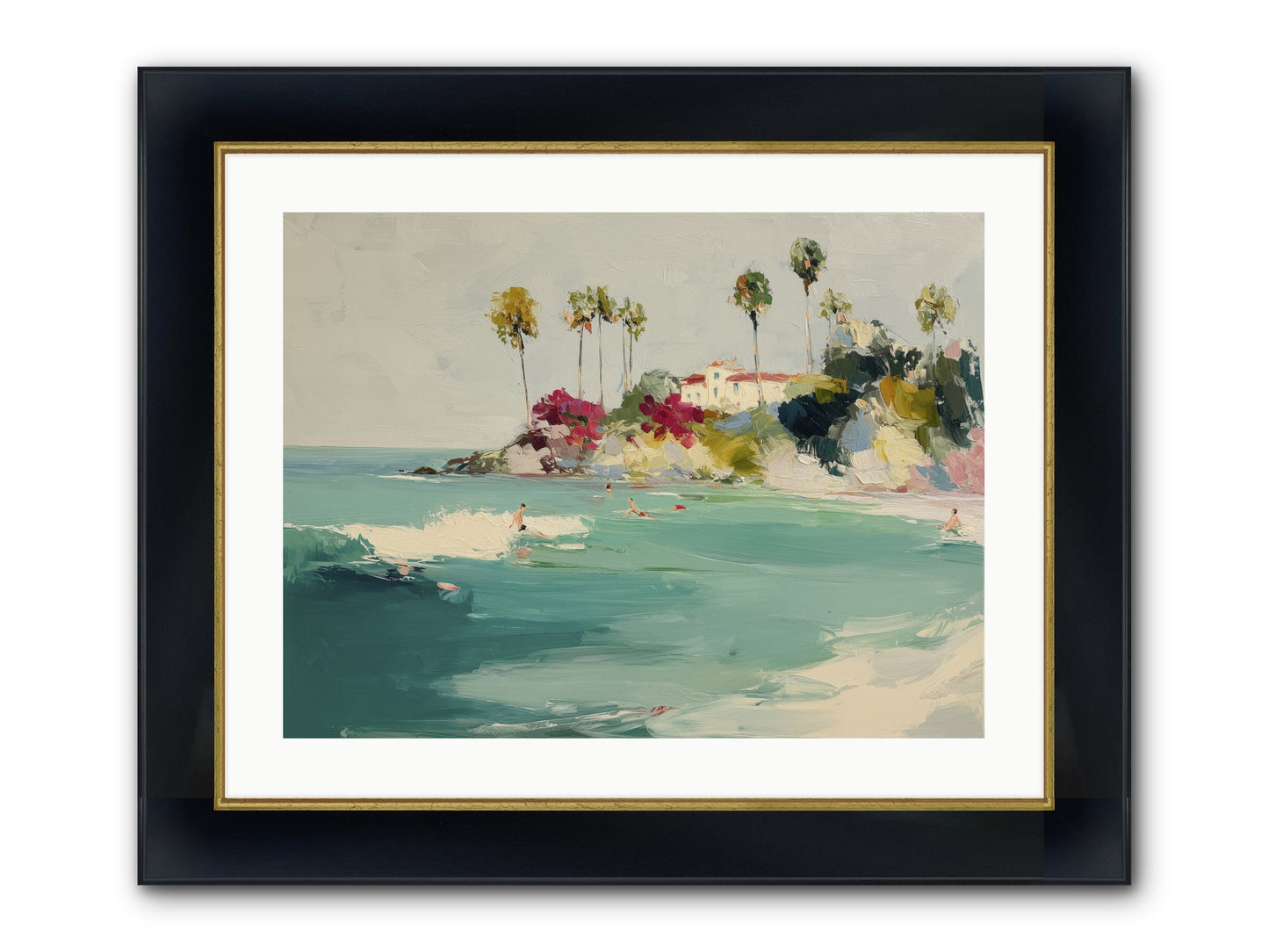 Seaside Souls Framed Print - Wide Black w/Gold 24x18