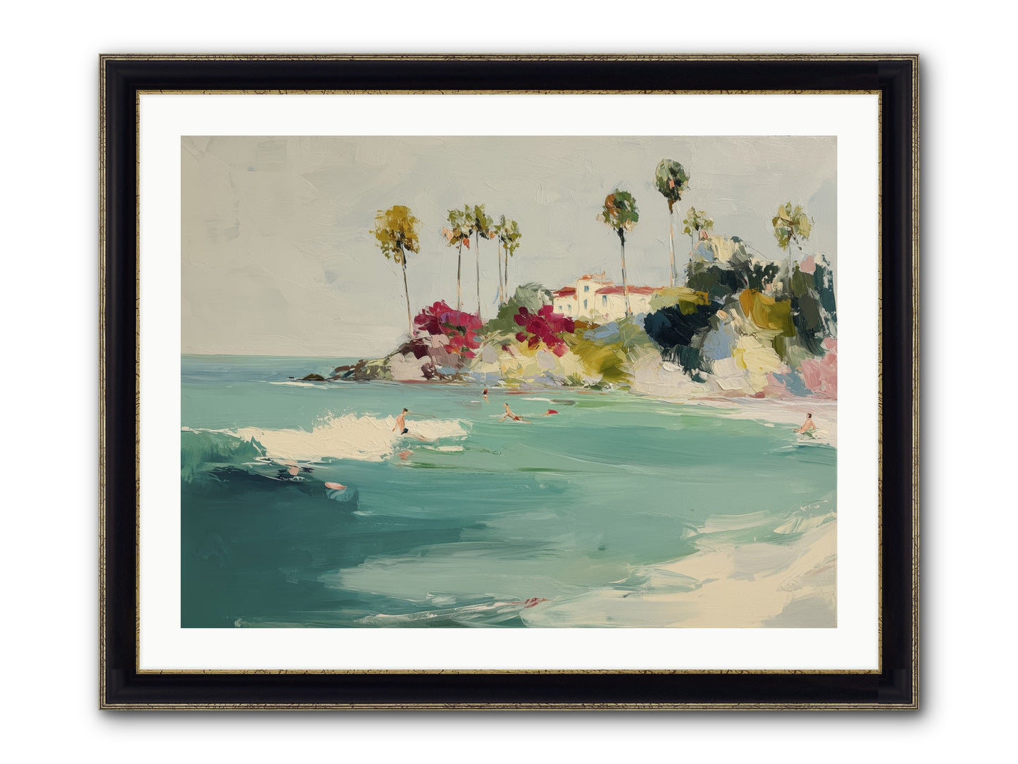 Seaside Souls Framed Print - Black & Gold 32x24
