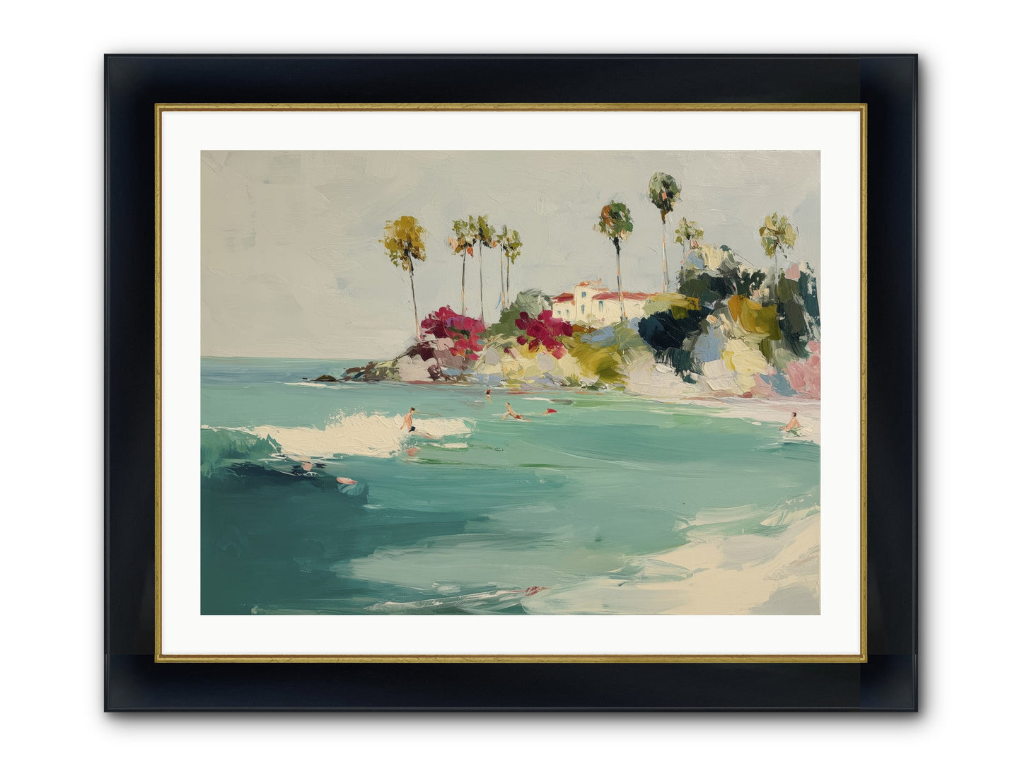 Seaside Souls Framed Print - Wide Black w/Gold 32x24