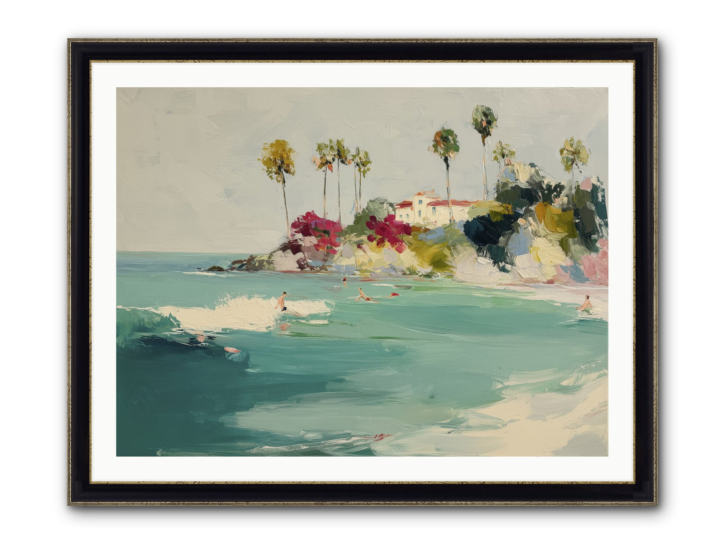 Seaside Souls Framed Print - Black & Gold 40x30